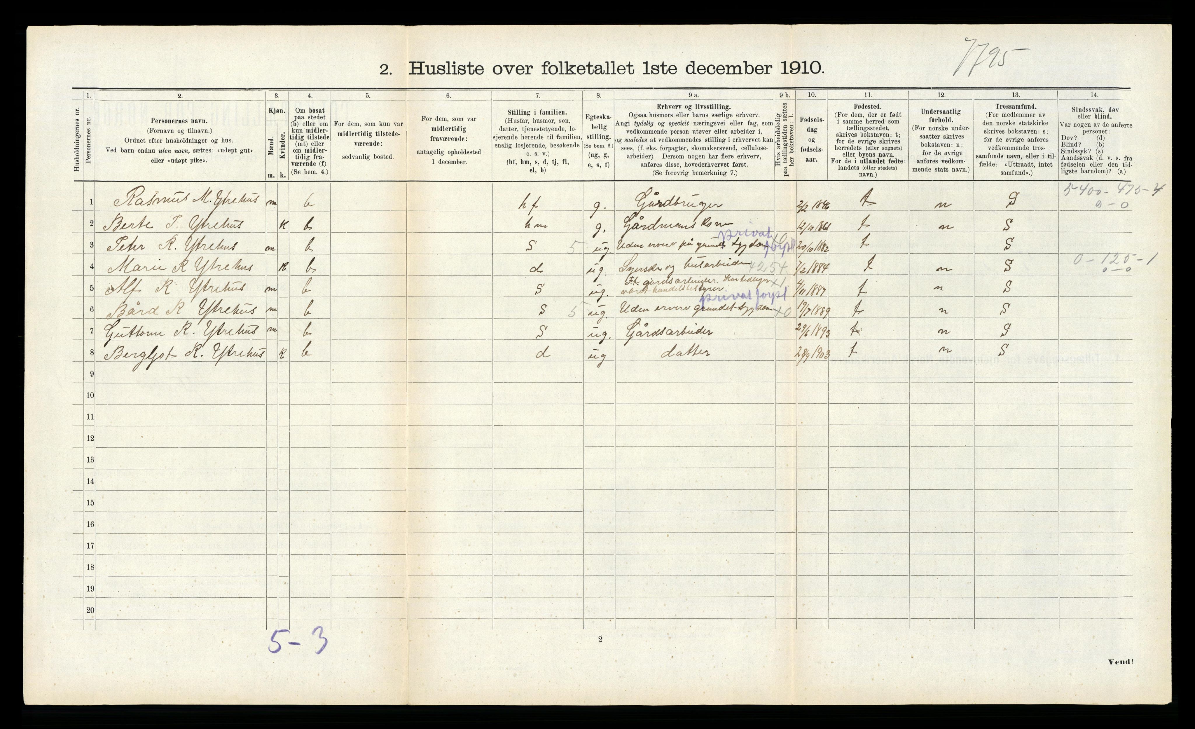 RA, 1910 census for Bremanger, 1910, p. 676