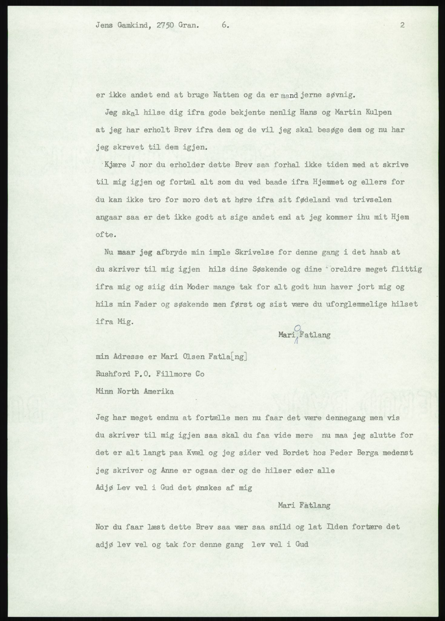 Samlinger til kildeutgivelse, Amerikabrevene, AV/RA-EA-4057/F/L0008: Innlån fra Hedmark: Gamkind - Semmingsen, 1838-1914, p. 43