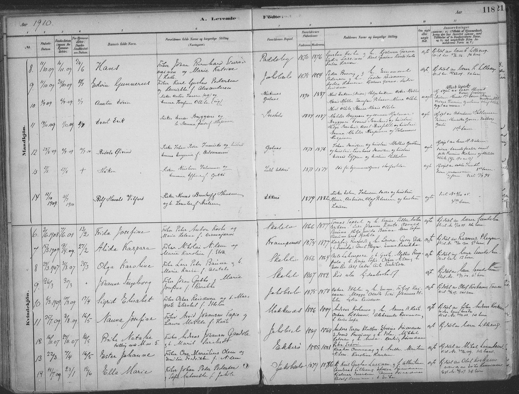 Vadsø sokneprestkontor, SATØ/S-1325/H/Ha/L0009kirke: Parish register (official) no. 9, 1881-1917, p. 118