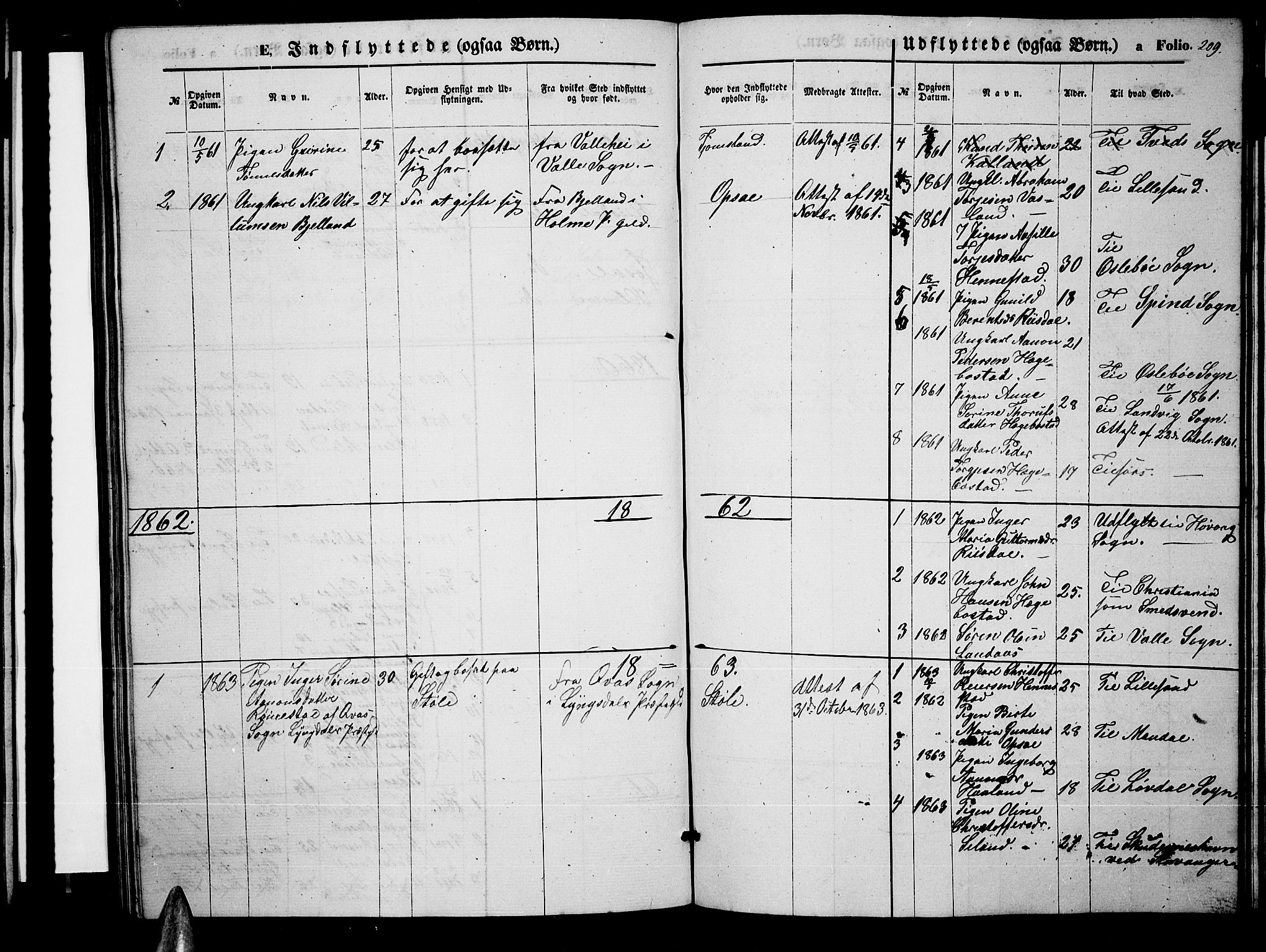 Nord-Audnedal sokneprestkontor, SAK/1111-0032/F/Fb/Fbb/L0002: Parish register (copy) no. B 2, 1859-1882, p. 209