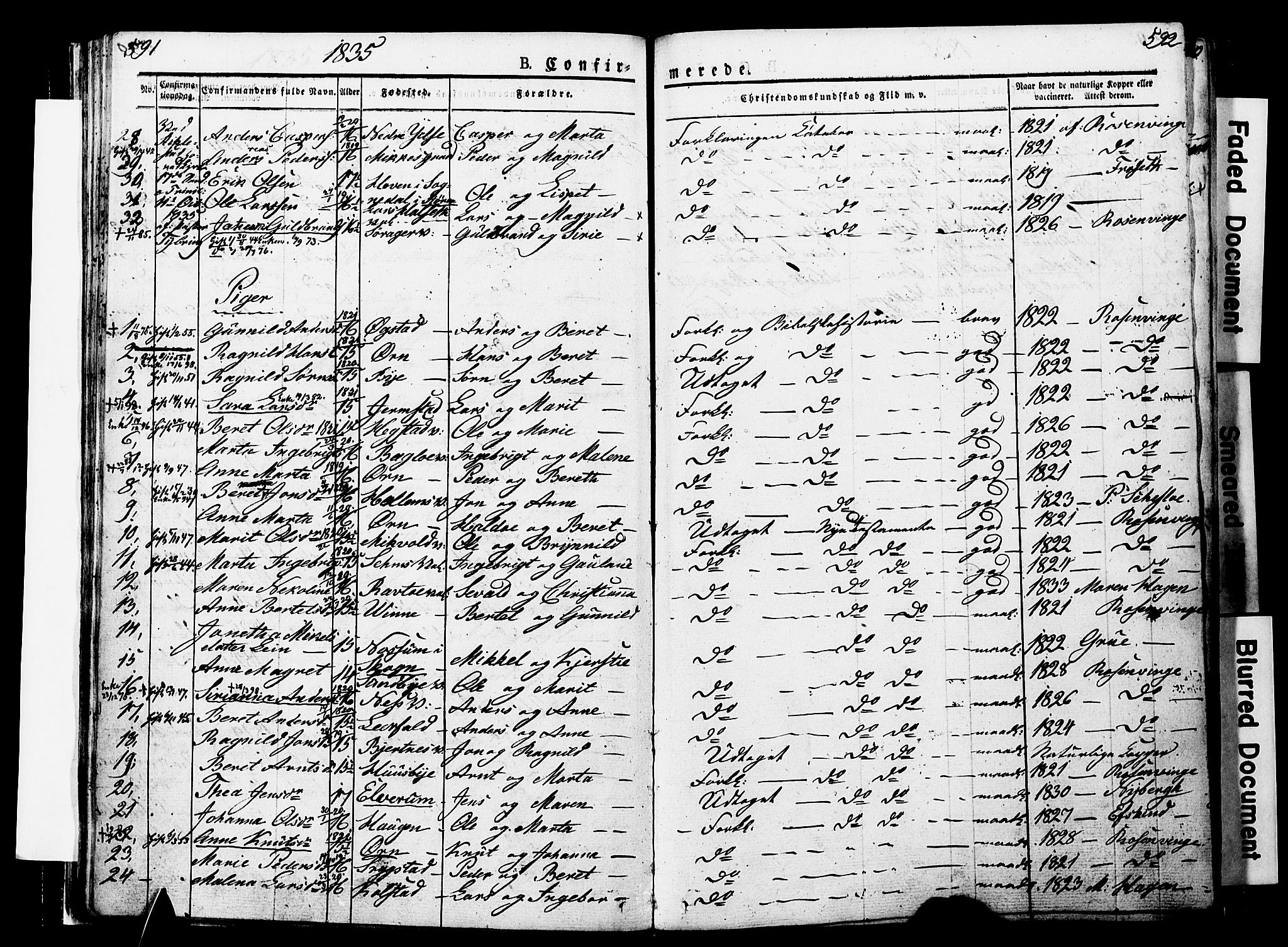 Ministerialprotokoller, klokkerbøker og fødselsregistre - Nord-Trøndelag, SAT/A-1458/723/L0243: Parish register (official) no. 723A12, 1822-1851, p. 591-592