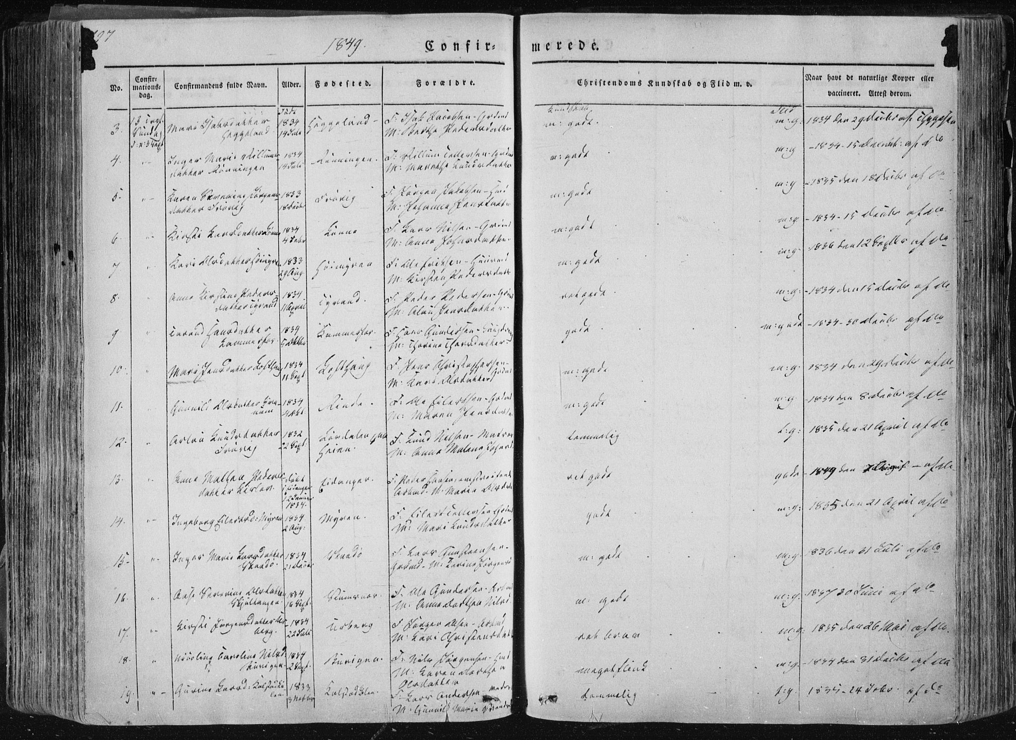 Sannidal kirkebøker, AV/SAKO-A-296/F/Fa/L0007: Parish register (official) no. 7, 1831-1854, p. 197