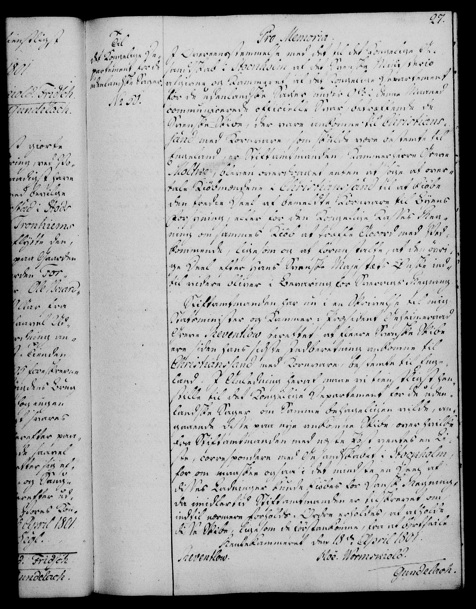 Rentekammeret, Kammerkanselliet, RA/EA-3111/G/Gg/Gga/L0017: Norsk ekspedisjonsprotokoll med register (merket RK 53.17), 1801-1803, p. 27