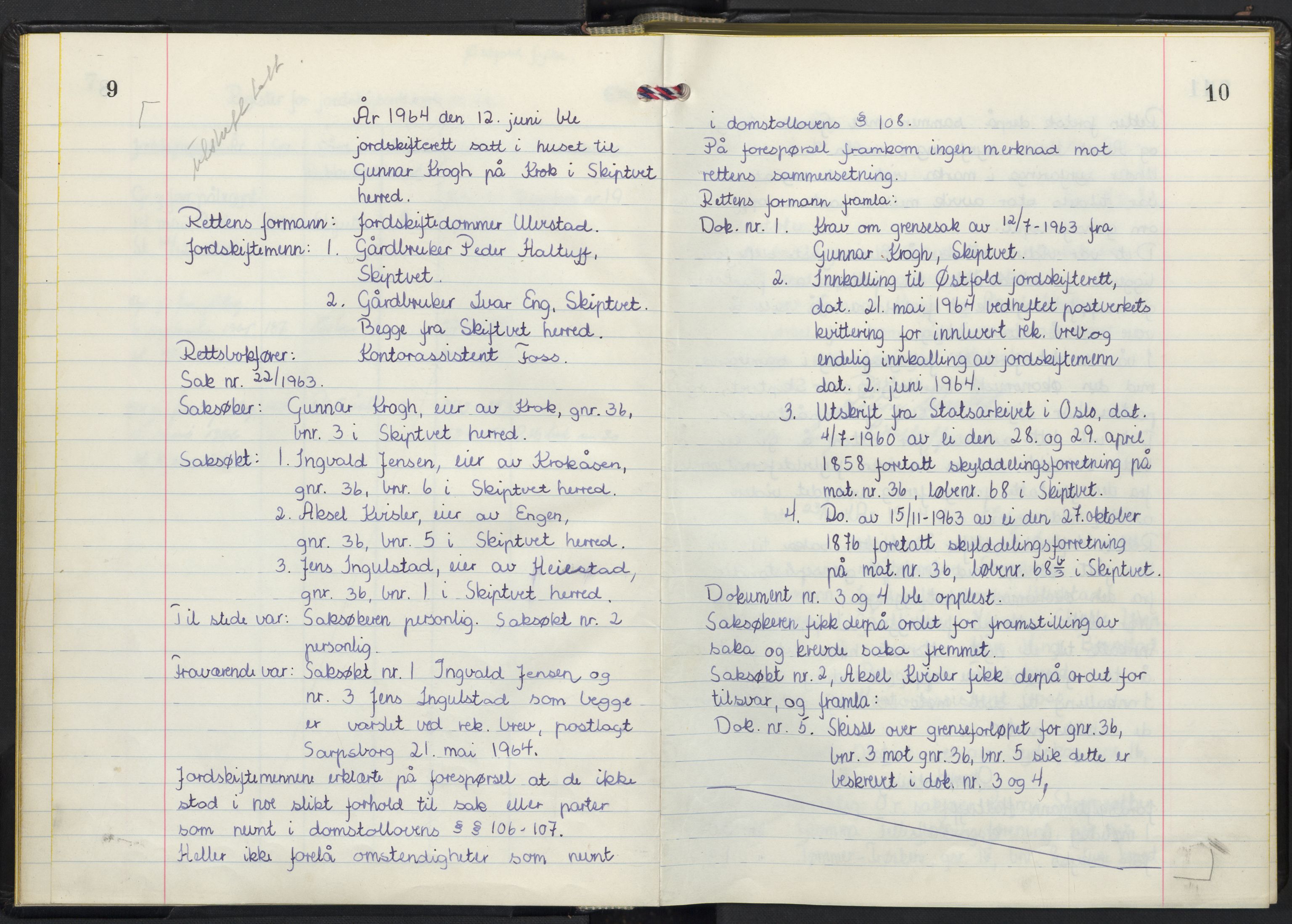 Østfold jordskifterett, AV/SAO-A-10240/F/Fc/L0026: Forhandlingsprotokoller, Tune domsogn, 1964-1966, p. 9-10
