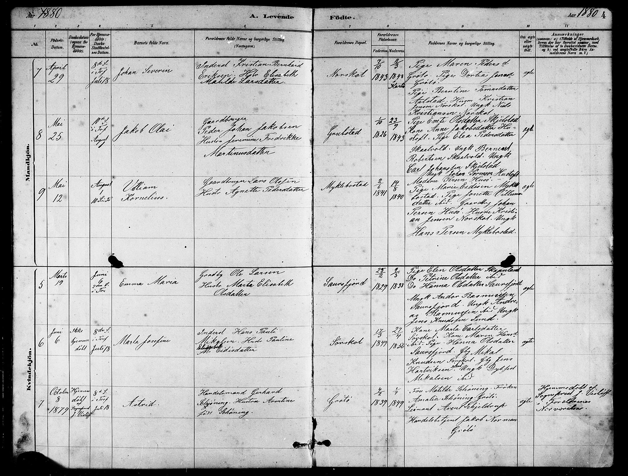 Ministerialprotokoller, klokkerbøker og fødselsregistre - Nordland, AV/SAT-A-1459/857/L0828: Parish register (copy) no. 857C03, 1879-1908, p. 4