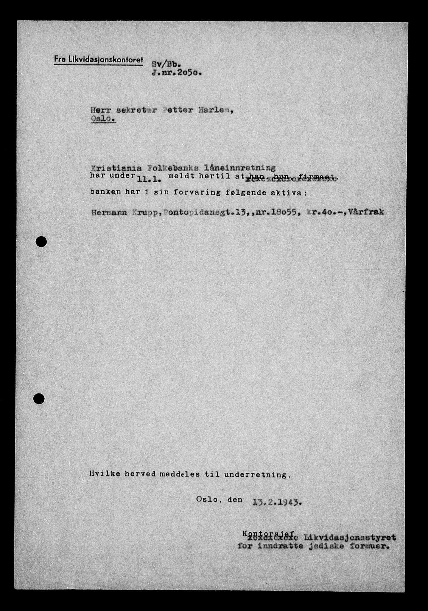 Justisdepartementet, Tilbakeføringskontoret for inndratte formuer, RA/S-1564/H/Hc/Hcc/L0953: --, 1945-1947, p. 585