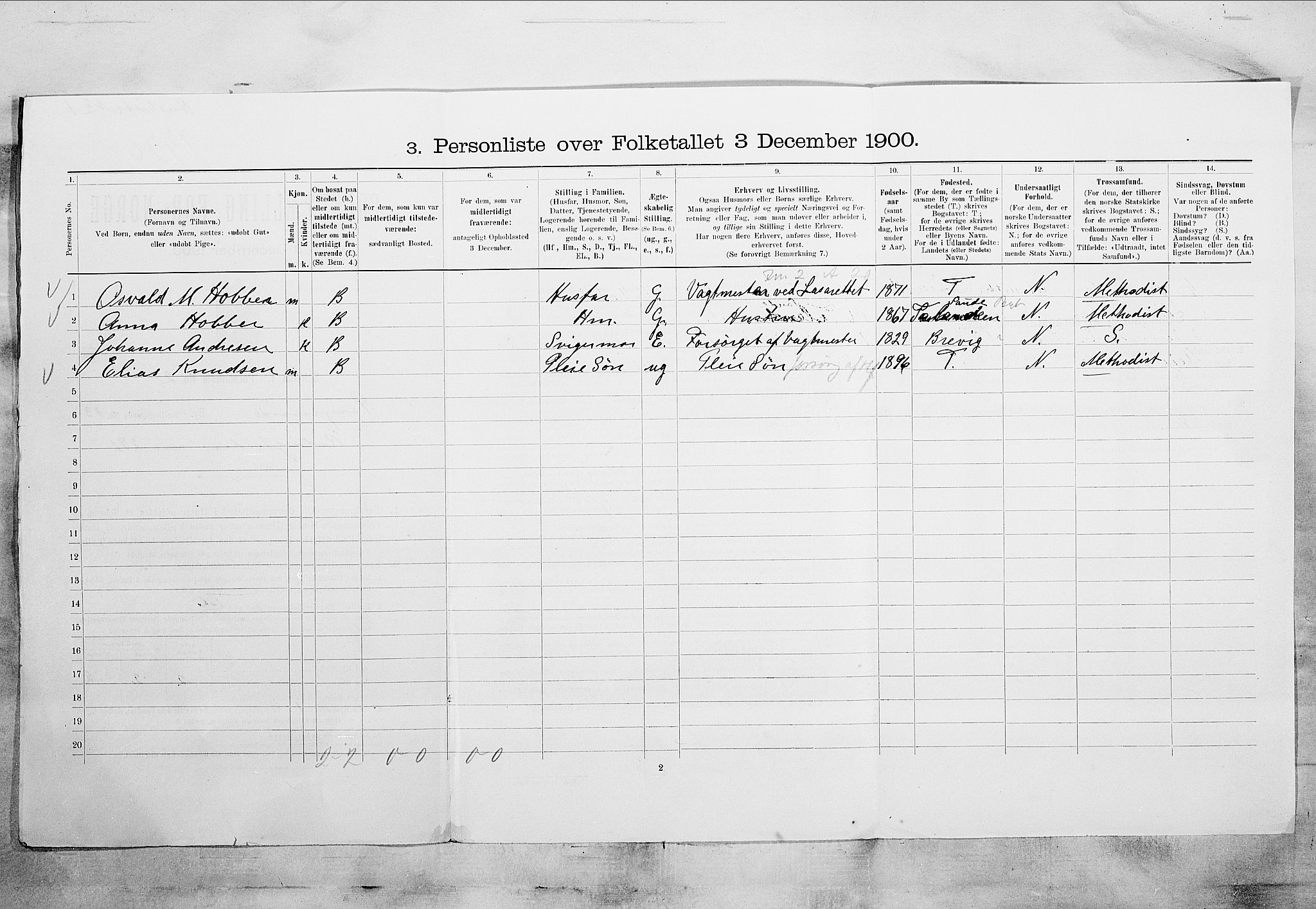 SAKO, 1900 census for Porsgrunn, 1900, p. 2343