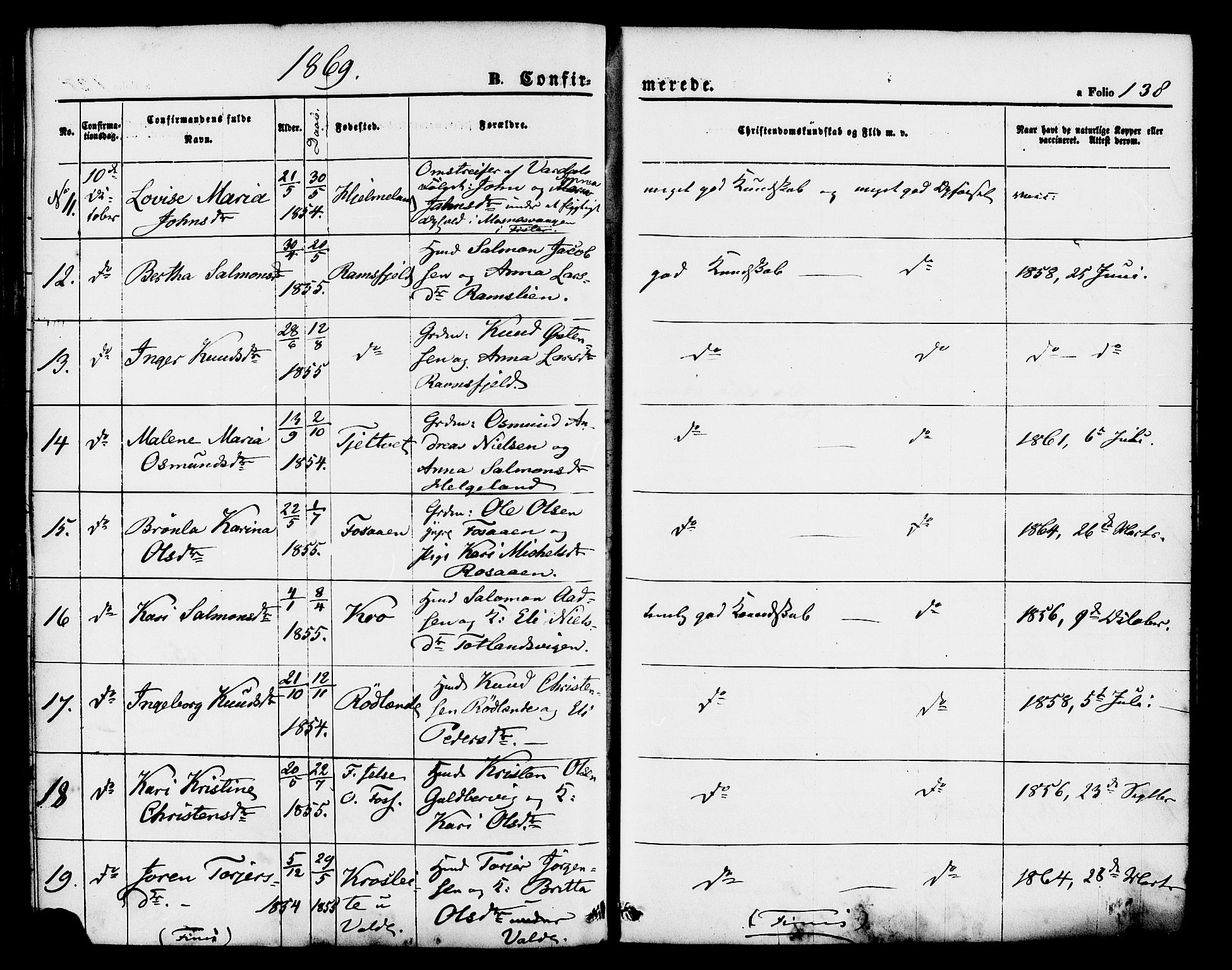 Hjelmeland sokneprestkontor, SAST/A-101843/01/IV/L0011: Parish register (official) no. A 11, 1861-1878, p. 138