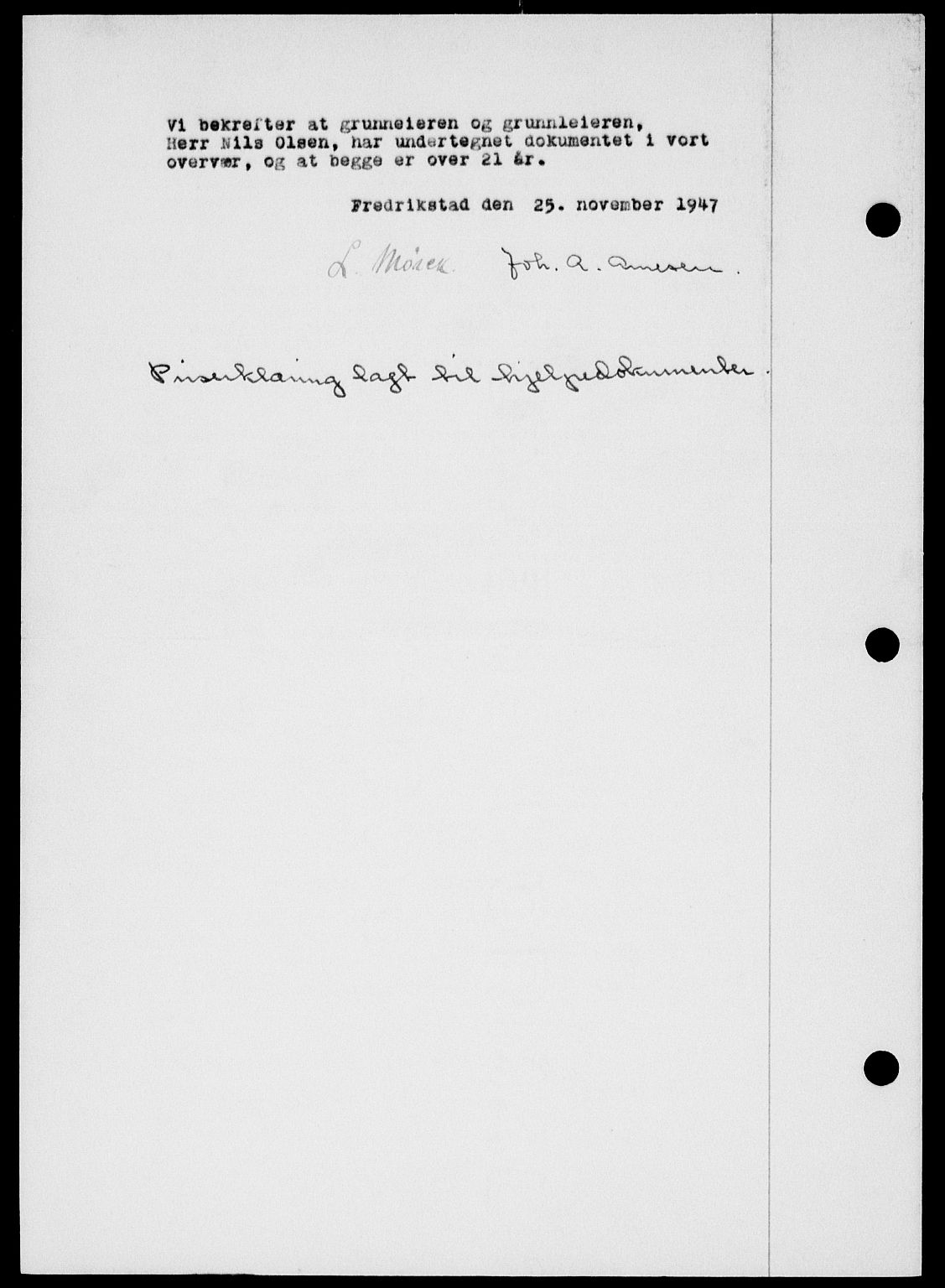 Onsøy sorenskriveri, SAO/A-10474/G/Ga/Gab/L0022: Mortgage book no. II A-22, 1947-1948, Diary no: : 3410/1947