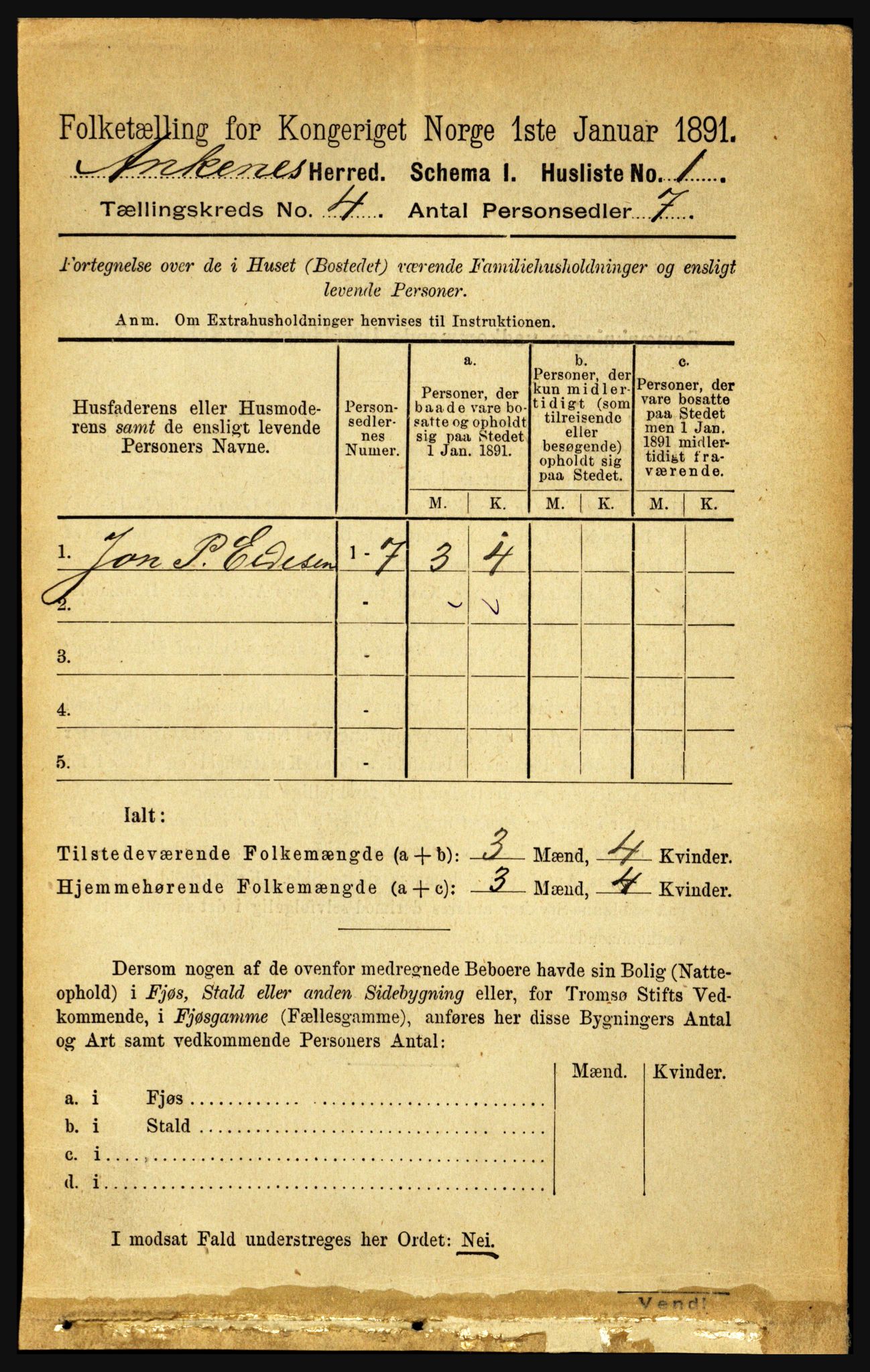 RA, 1891 census for 1855 Ankenes, 1891, p. 2256