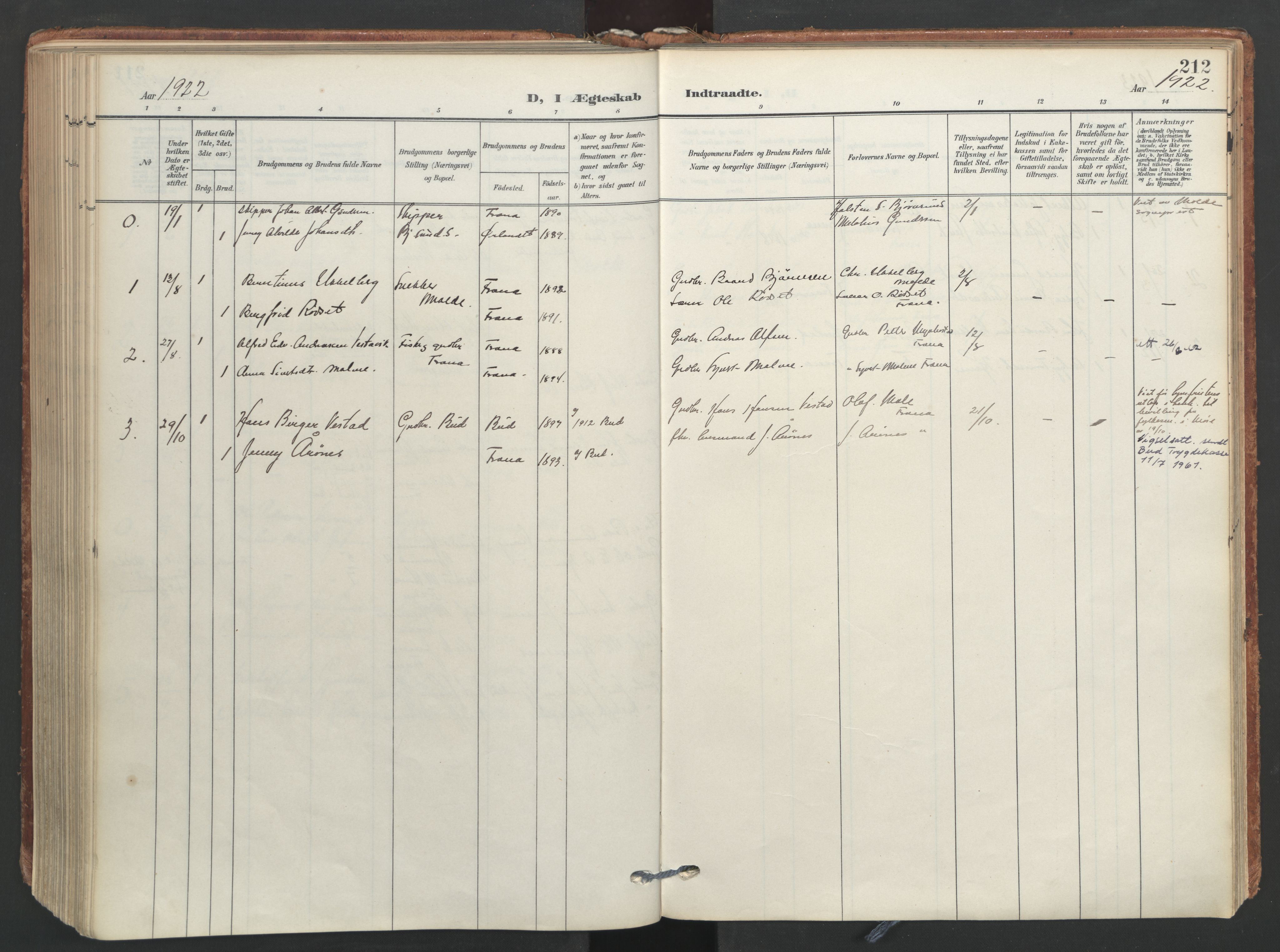 Ministerialprotokoller, klokkerbøker og fødselsregistre - Møre og Romsdal, AV/SAT-A-1454/565/L0751: Parish register (official) no. 565A05, 1905-1979, p. 212