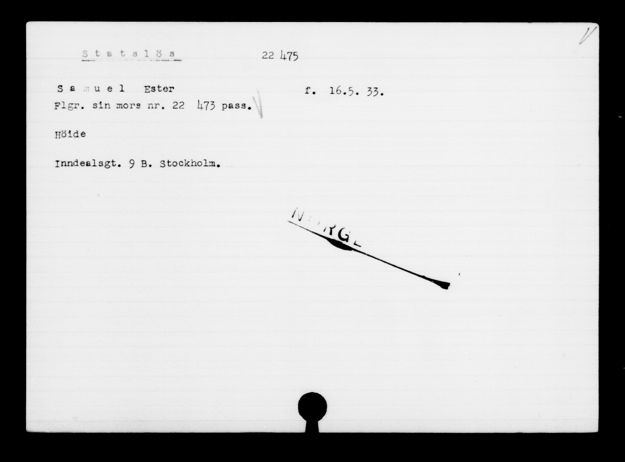 Den Kgl. Norske Legasjons Flyktningskontor, RA/S-6753/V/Va/L0010: Kjesäterkartoteket.  Flyktningenr. 22000-25314, 1940-1945, p. 526