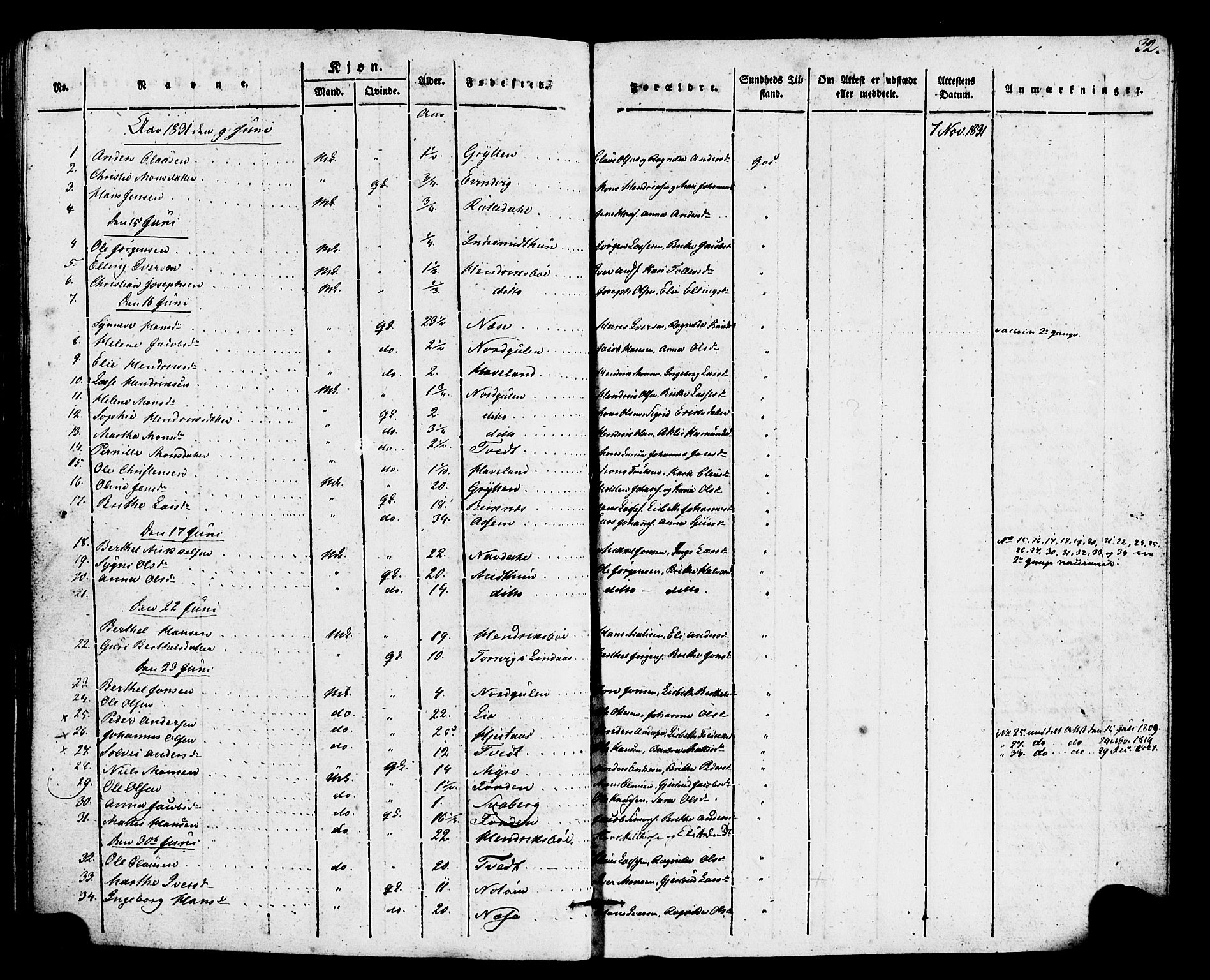 Gulen sokneprestembete, SAB/A-80201/H/Haa/Haaa/L0026: Parish register (official) no. A 26, 1826-1842, p. 32