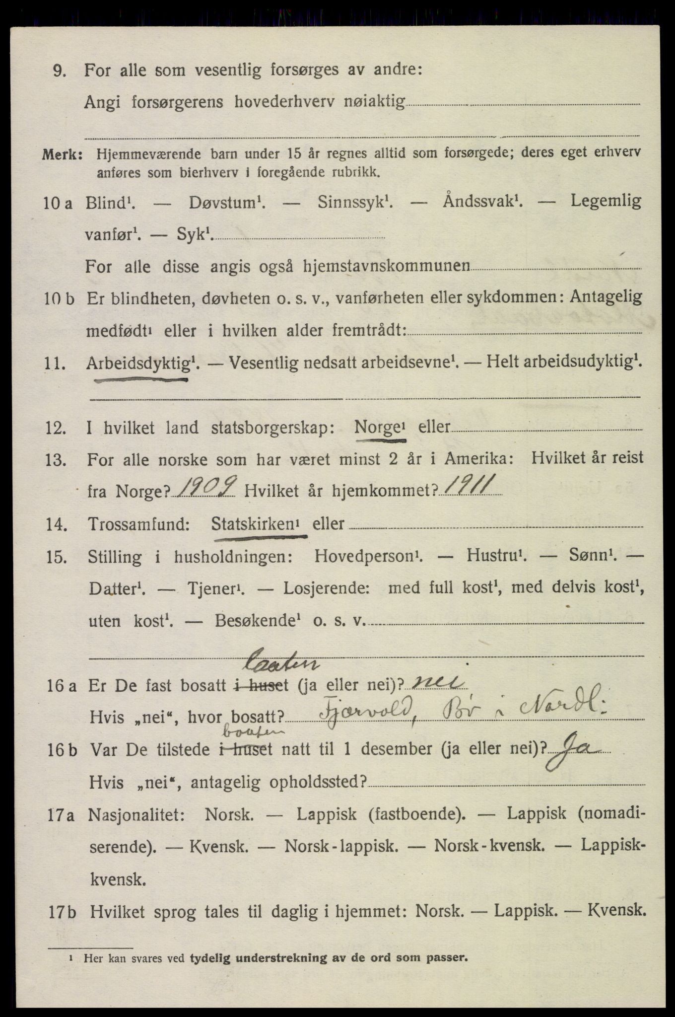 SAT, 1920 census for Bø, 1920, p. 3179