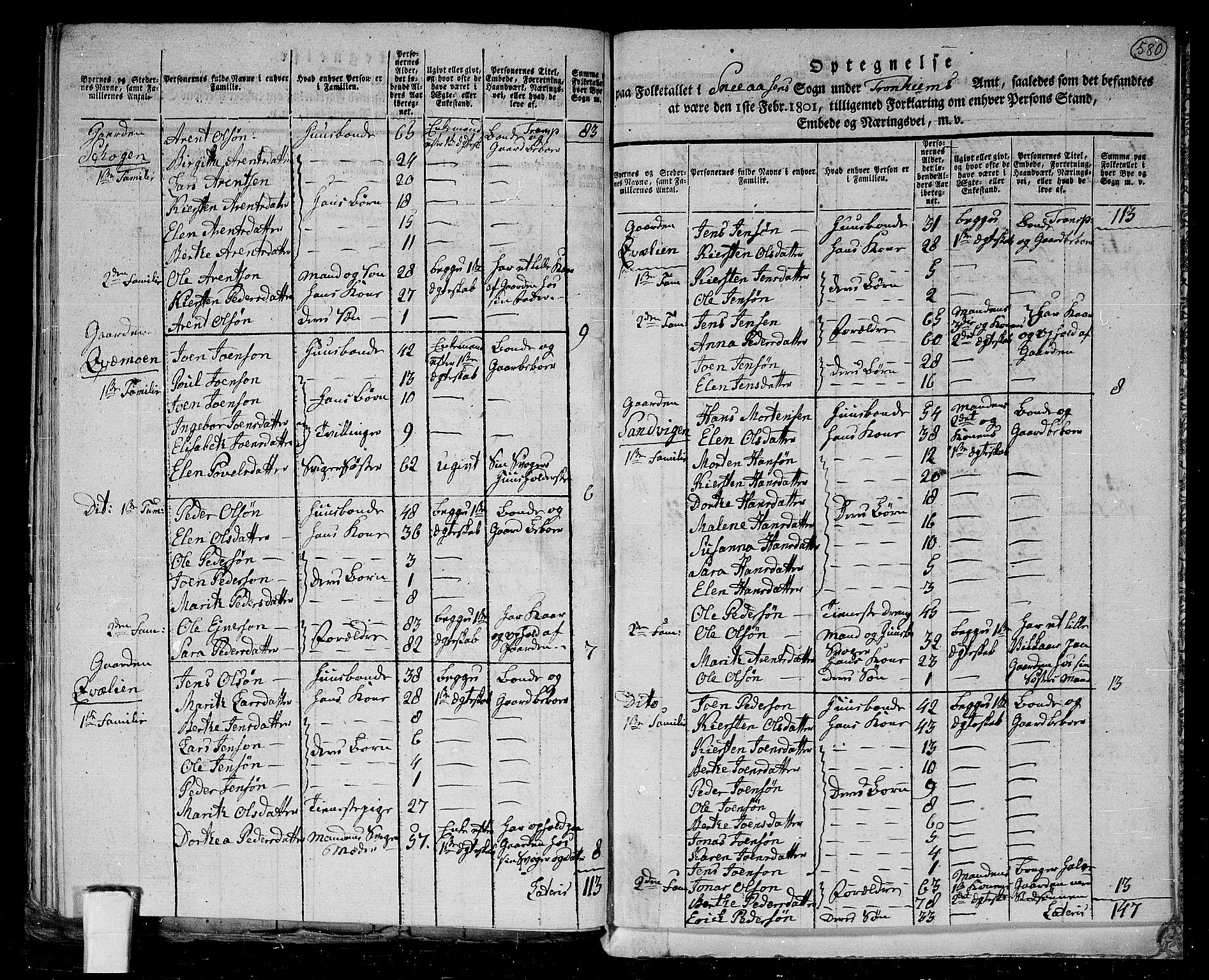 RA, 1801 census for 1736P Snåsa, 1801, p. 579b-580a