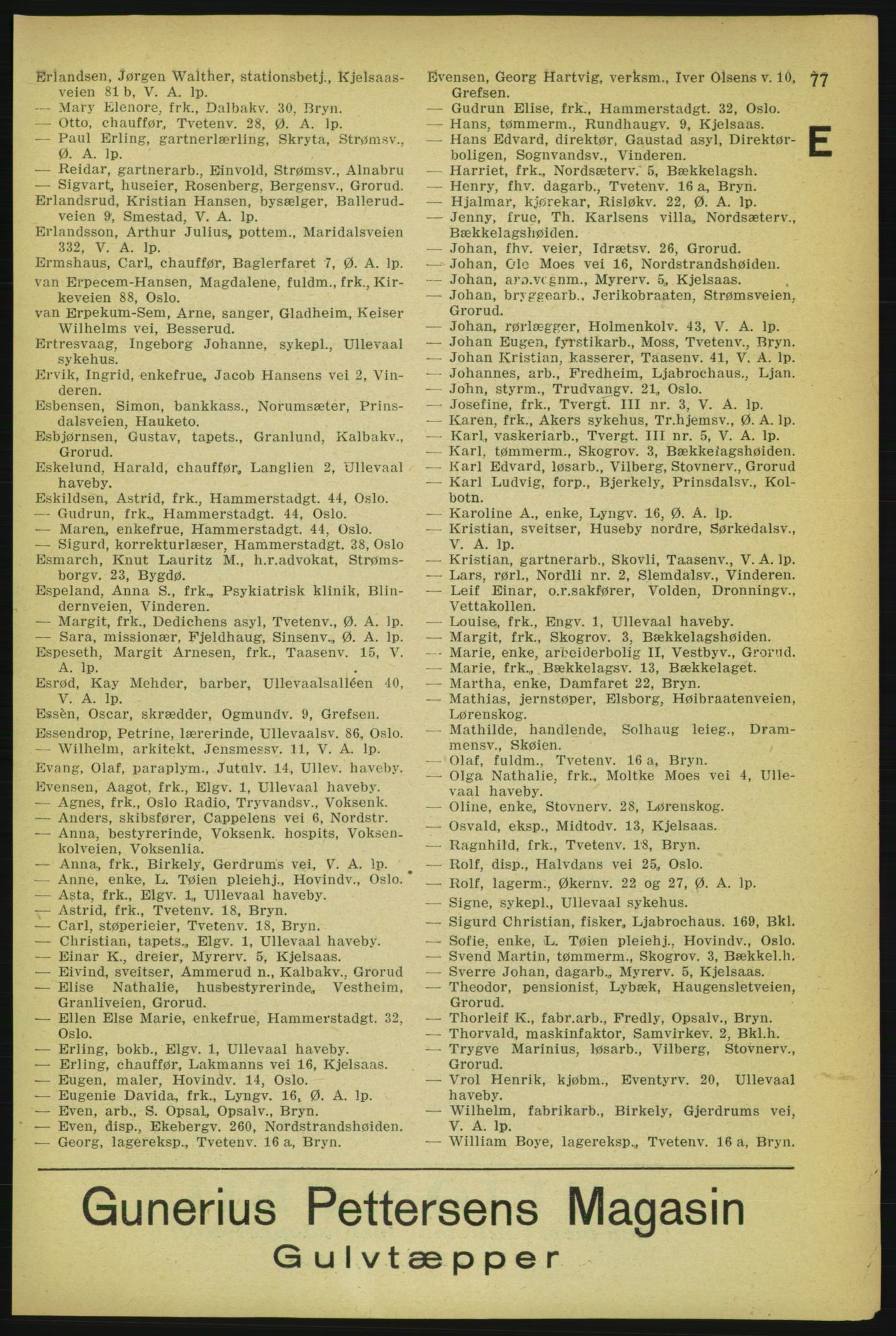 Aker adressebok/adressekalender, PUBL/001/A/004: Aker adressebok, 1929, p. 77