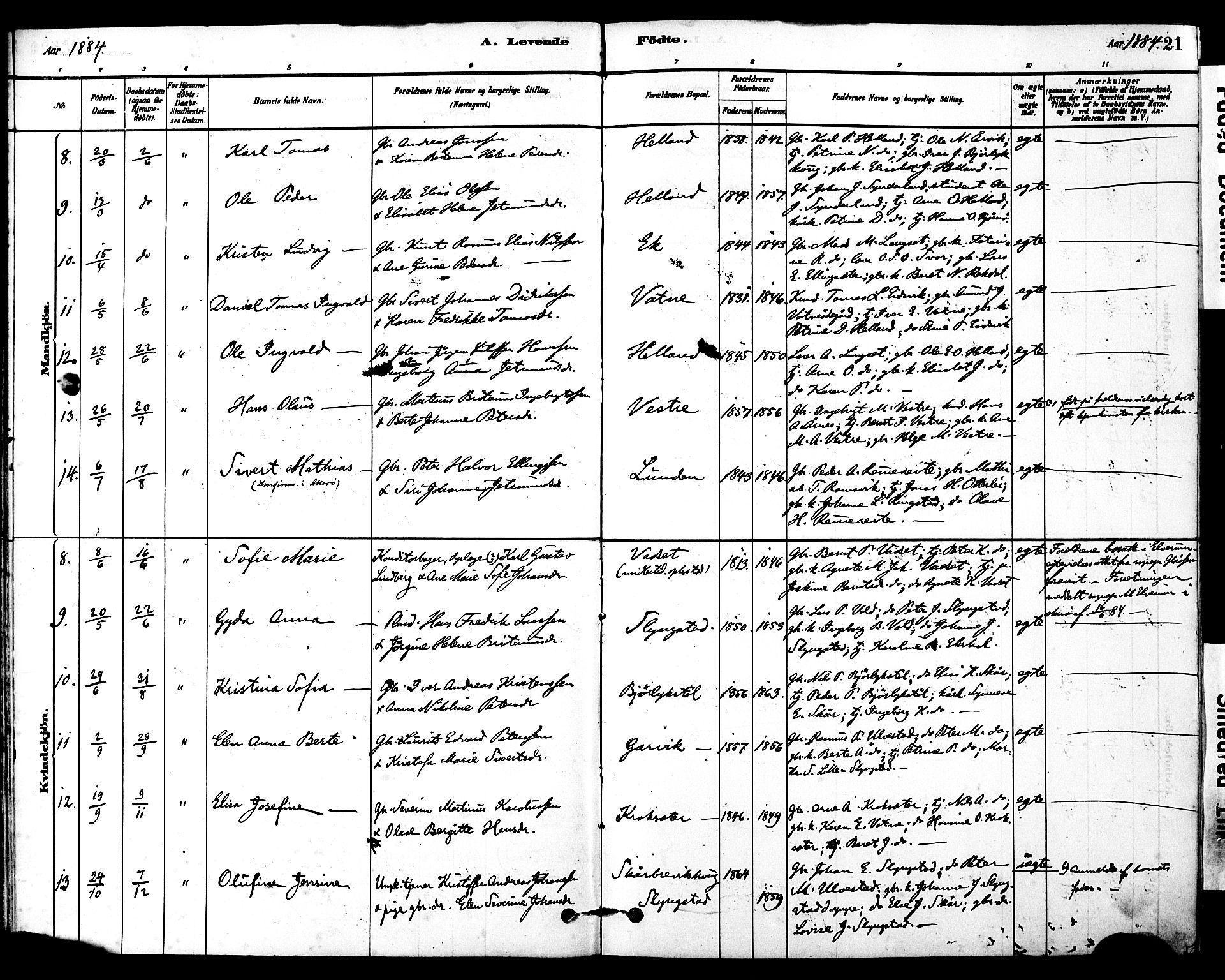 Ministerialprotokoller, klokkerbøker og fødselsregistre - Møre og Romsdal, SAT/A-1454/525/L0374: Parish register (official) no. 525A04, 1880-1899, p. 21