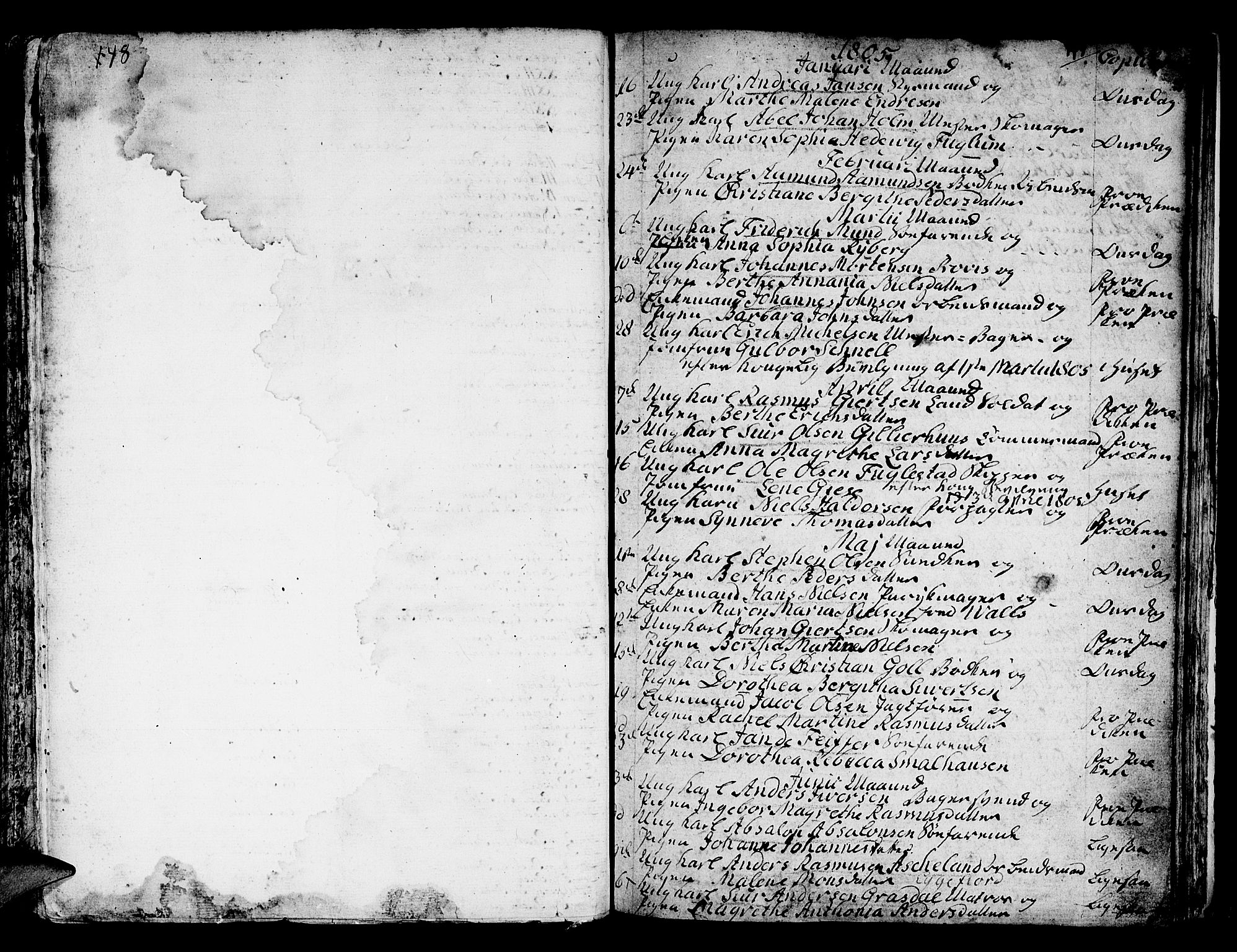Domkirken sokneprestembete, AV/SAB-A-74801/H/Haa/L0007: Parish register (official) no. A 7, 1725-1826, p. 148-149