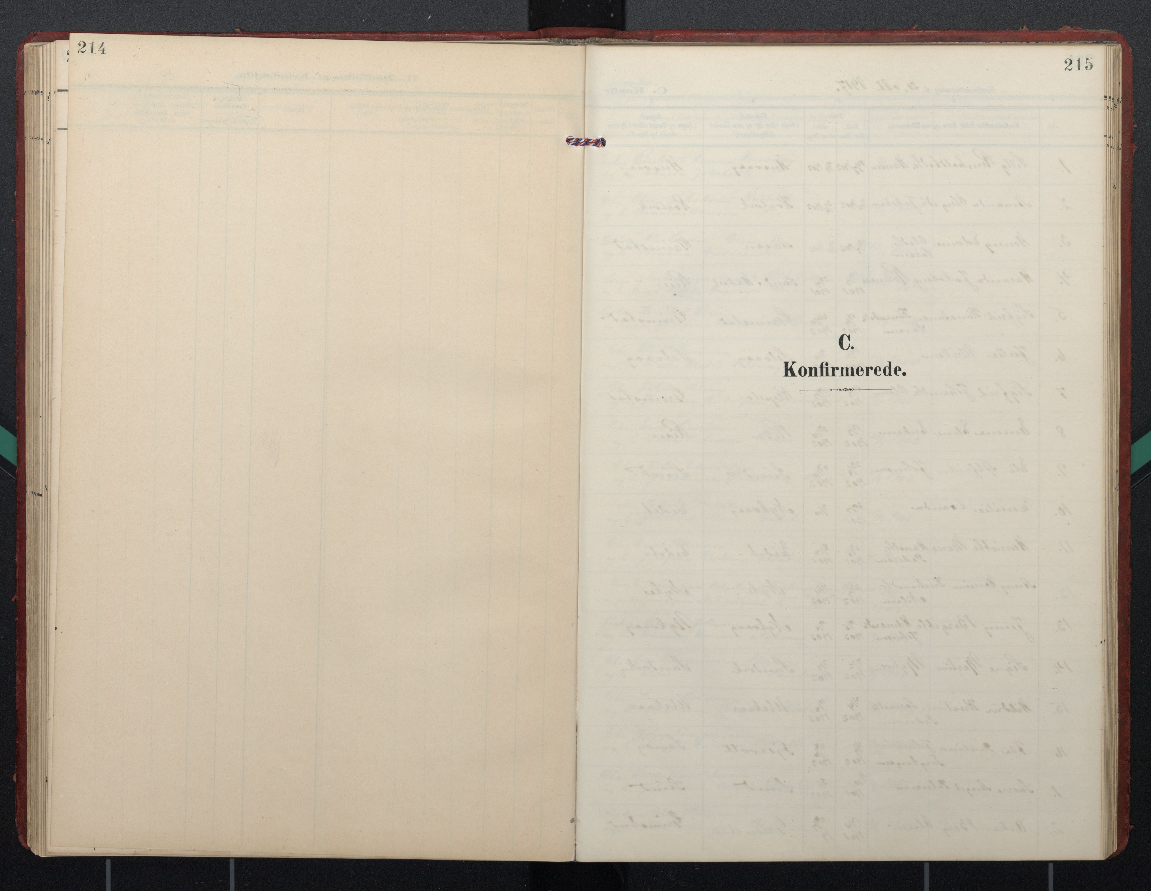 Ministerialprotokoller, klokkerbøker og fødselsregistre - Nordland, SAT/A-1459/892/L1322: Parish register (official) no. 892A03, 1904-1921, p. 214-215