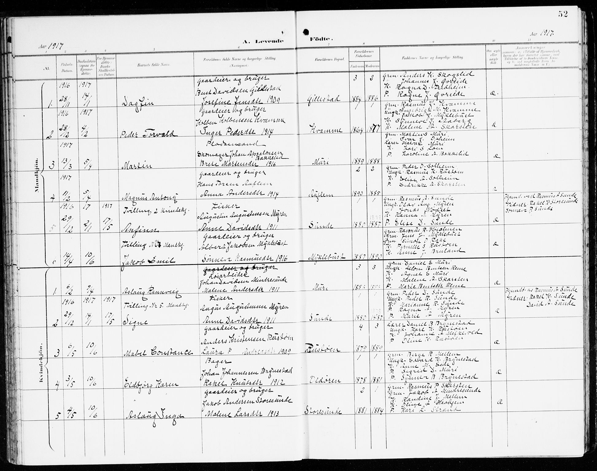 Innvik sokneprestembete, AV/SAB-A-80501: Parish register (official) no. C 2, 1900-1920, p. 52