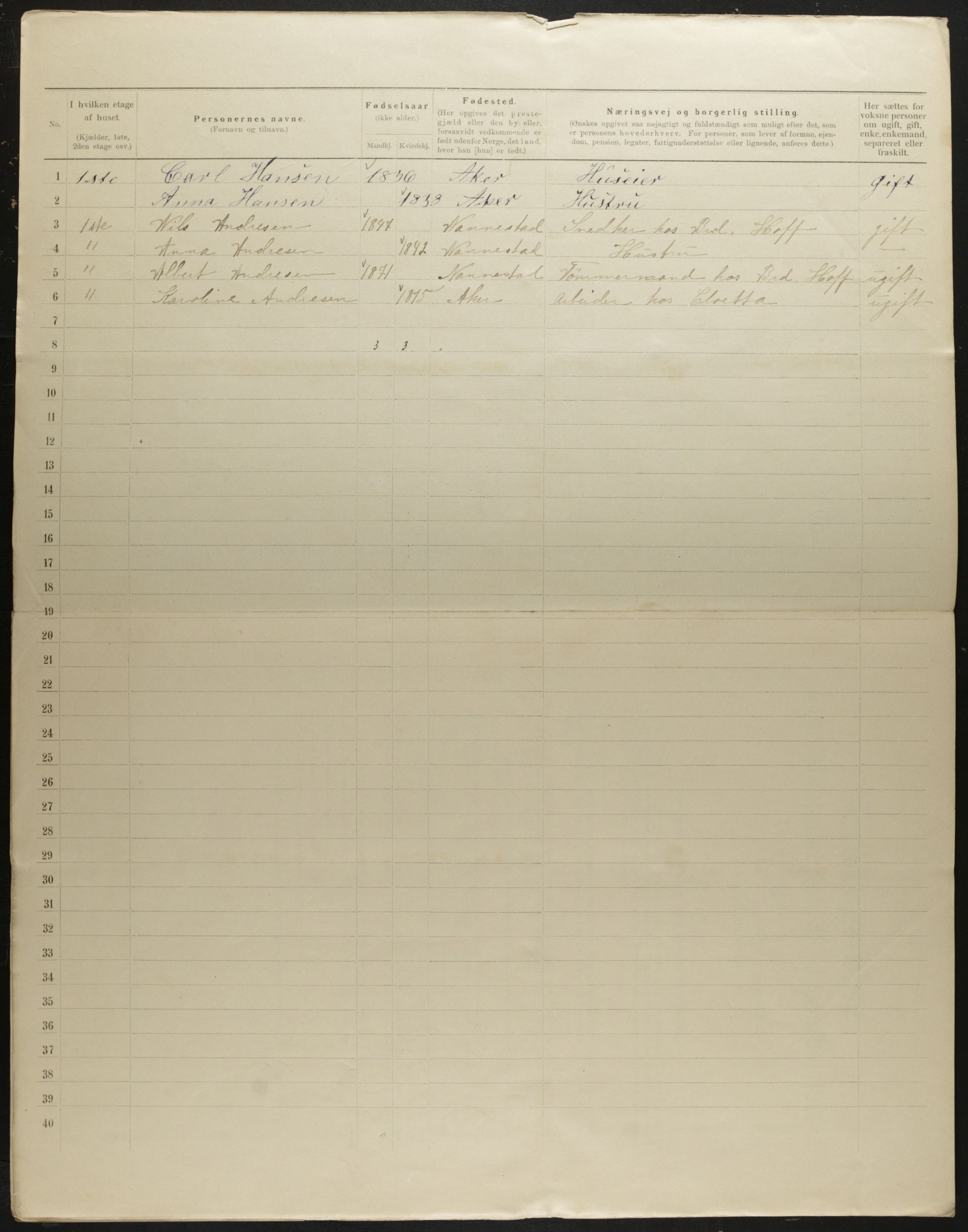 OBA, Municipal Census 1901 for Kristiania, 1901, p. 1121