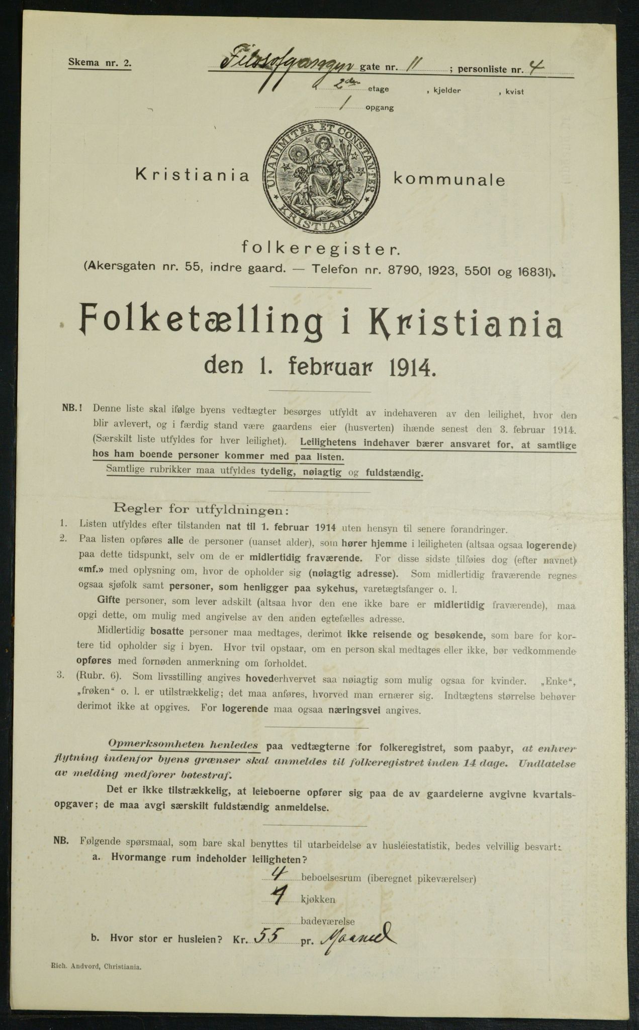 OBA, Municipal Census 1914 for Kristiania, 1914, p. 24439