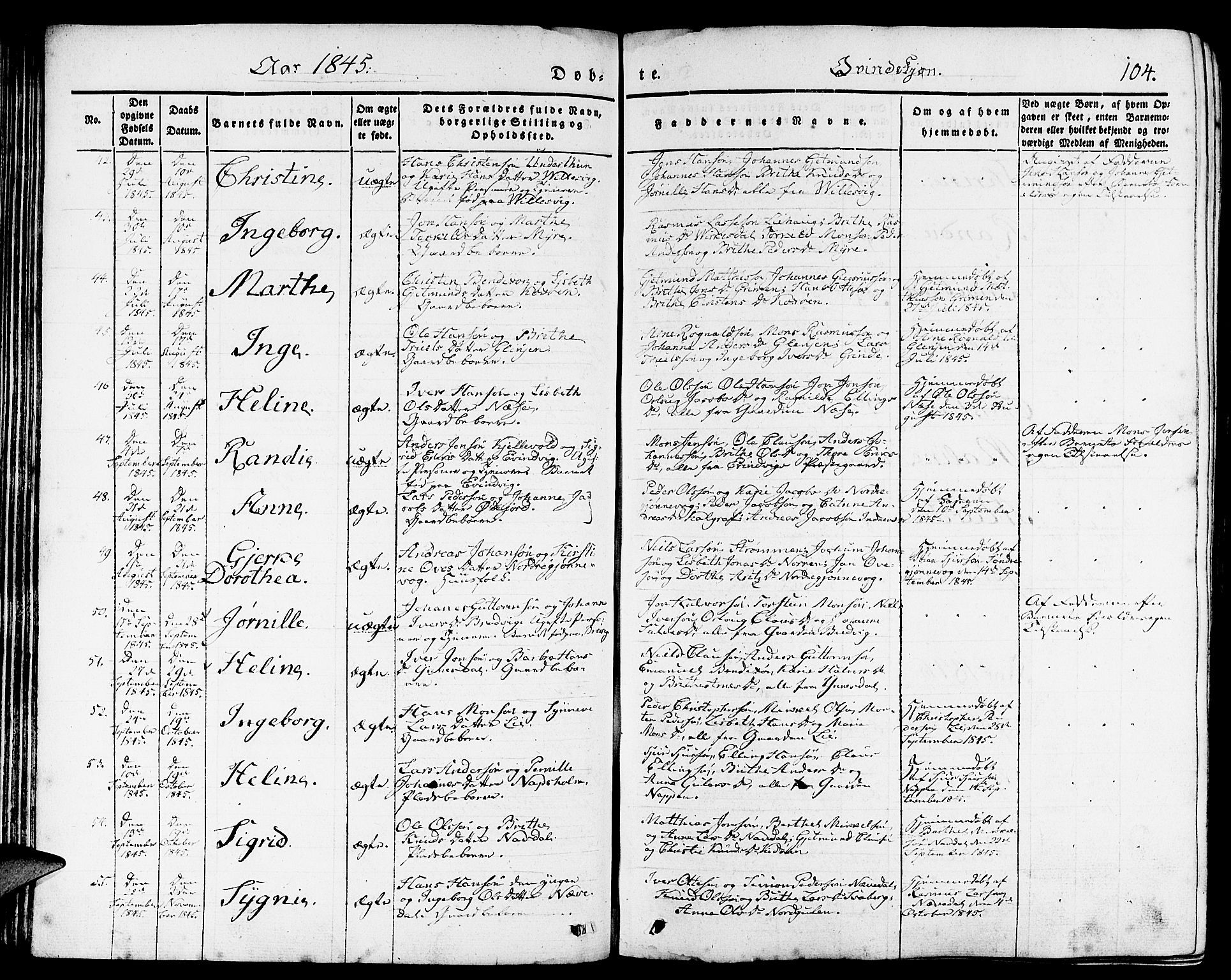 Gulen sokneprestembete, AV/SAB-A-80201/H/Haa/Haaa/L0020: Parish register (official) no. A 20, 1837-1847, p. 104