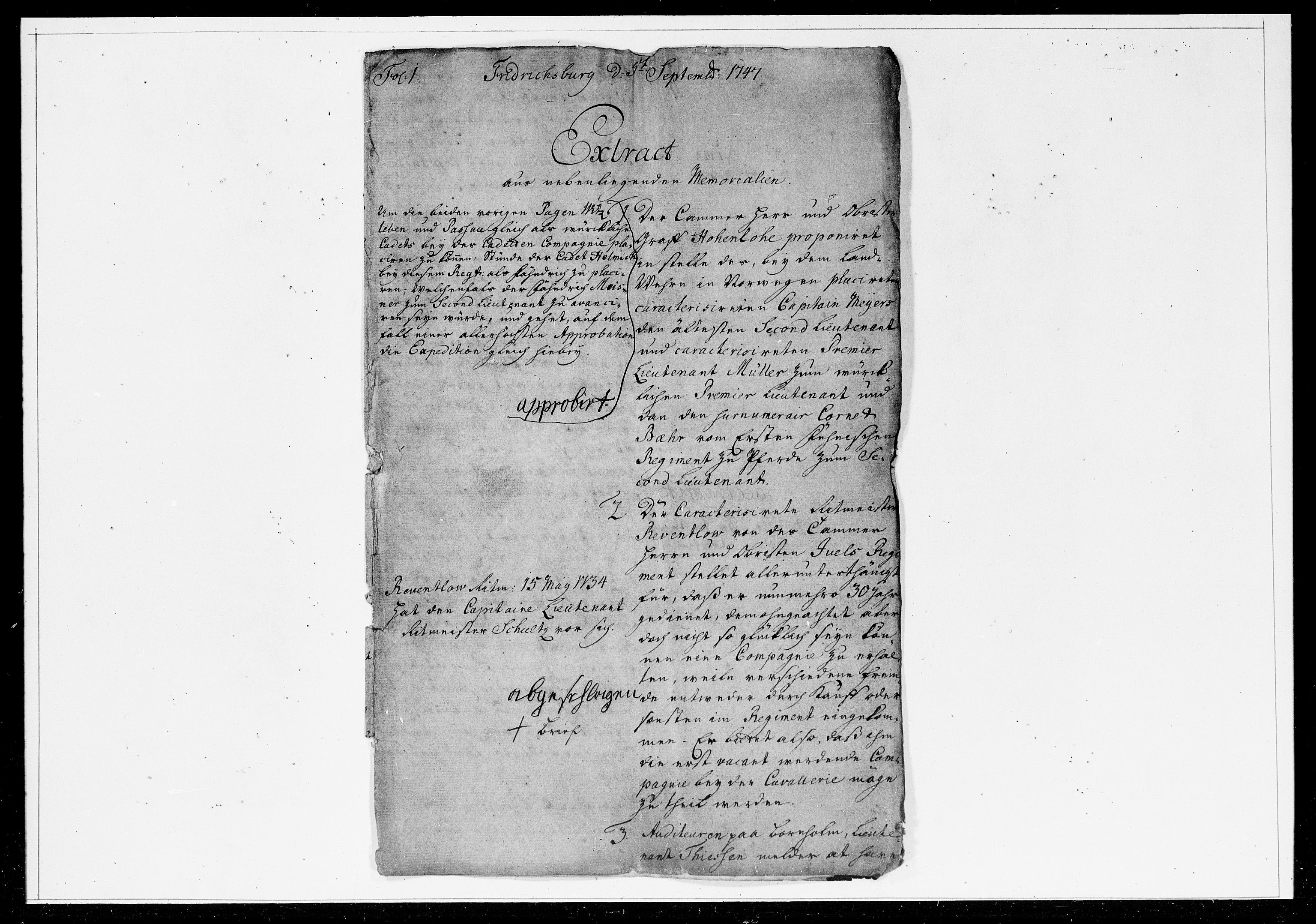 Krigskollegiet, Krigskancelliet, DRA/A-0006/-/1199-1204: Refererede sager, 1747, p. 262