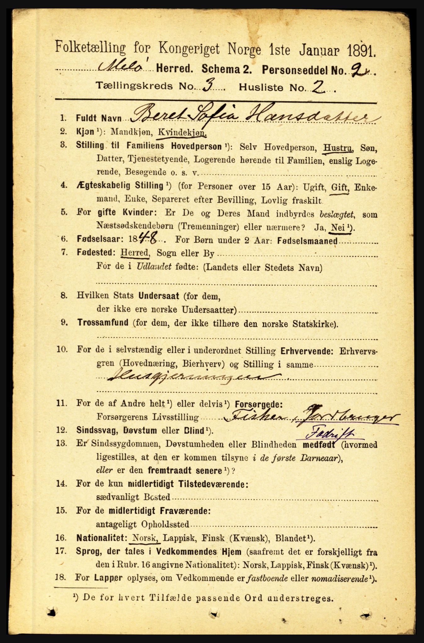 RA, 1891 census for 1837 Meløy, 1891, p. 933