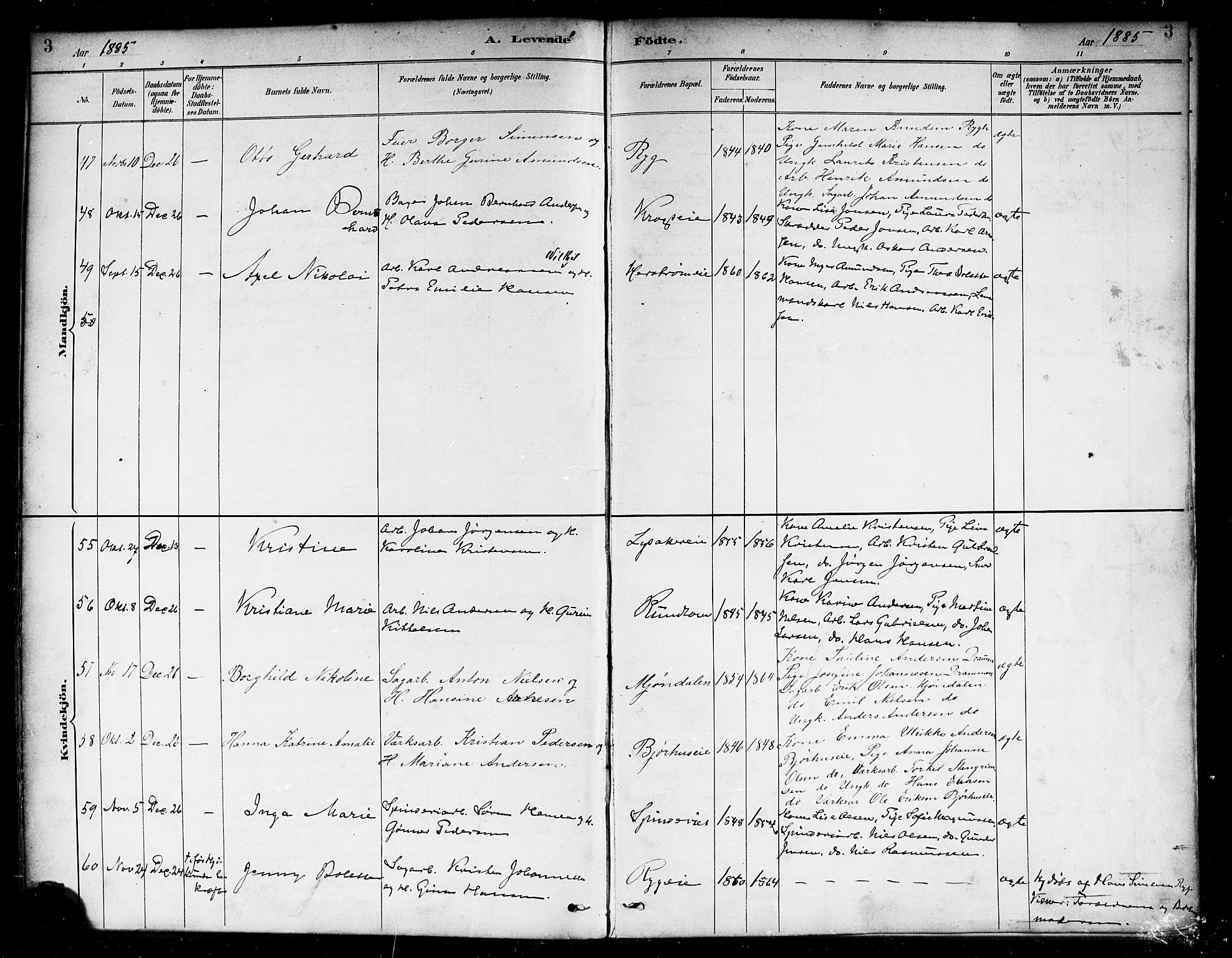 Nedre Eiker kirkebøker, AV/SAKO-A-612/F/Fa/L0003: Parish register (official) no. 3, 1885-1892, p. 3