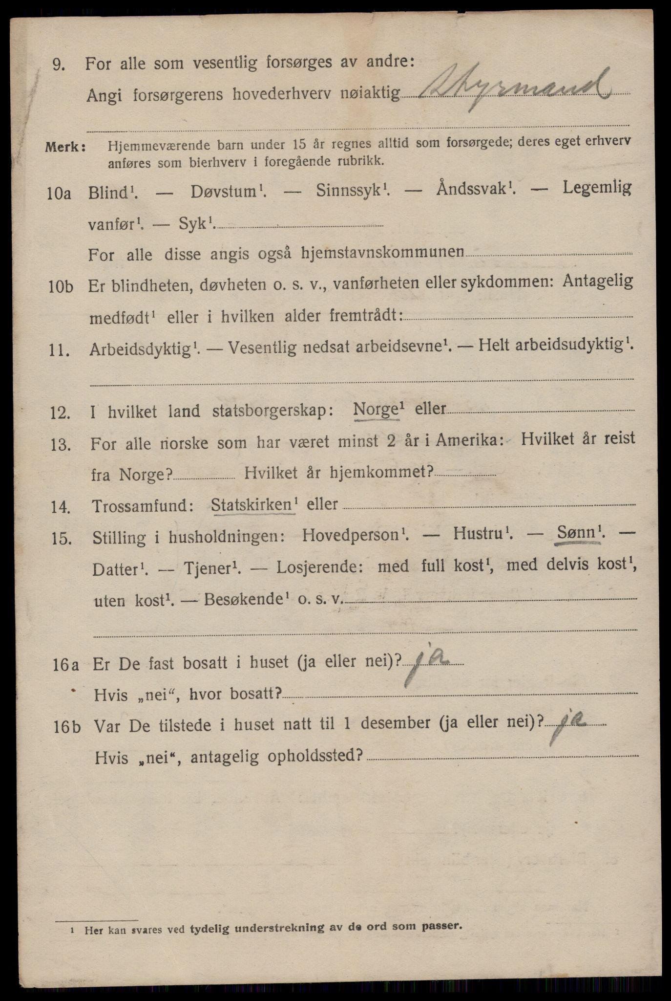 SAST, 1920 census for Egersund town, 1920, p. 9703