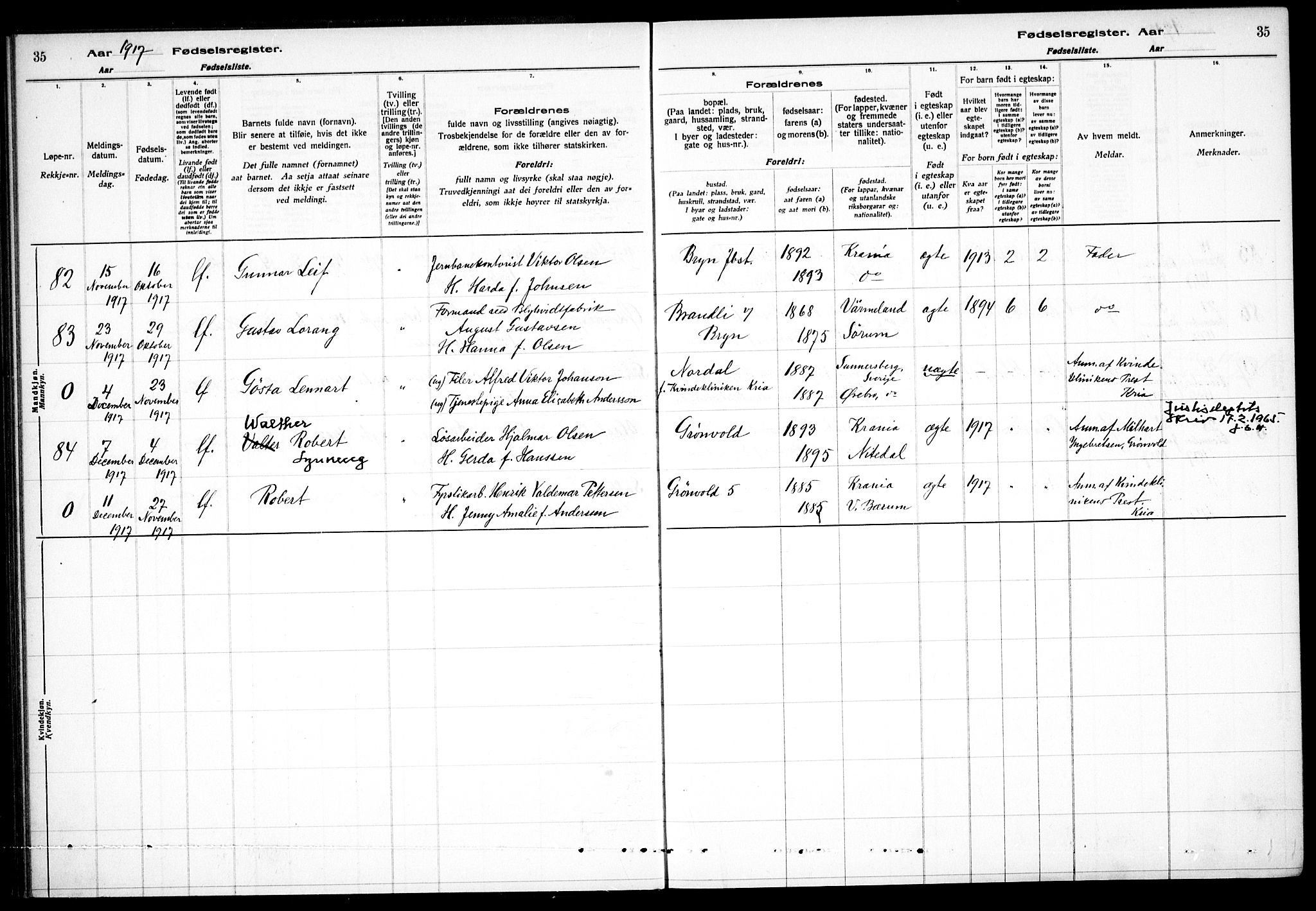 Østre Aker prestekontor Kirkebøker, AV/SAO-A-10840/J/Ja/L0001: Birth register no. I 1, 1916-1923, p. 35