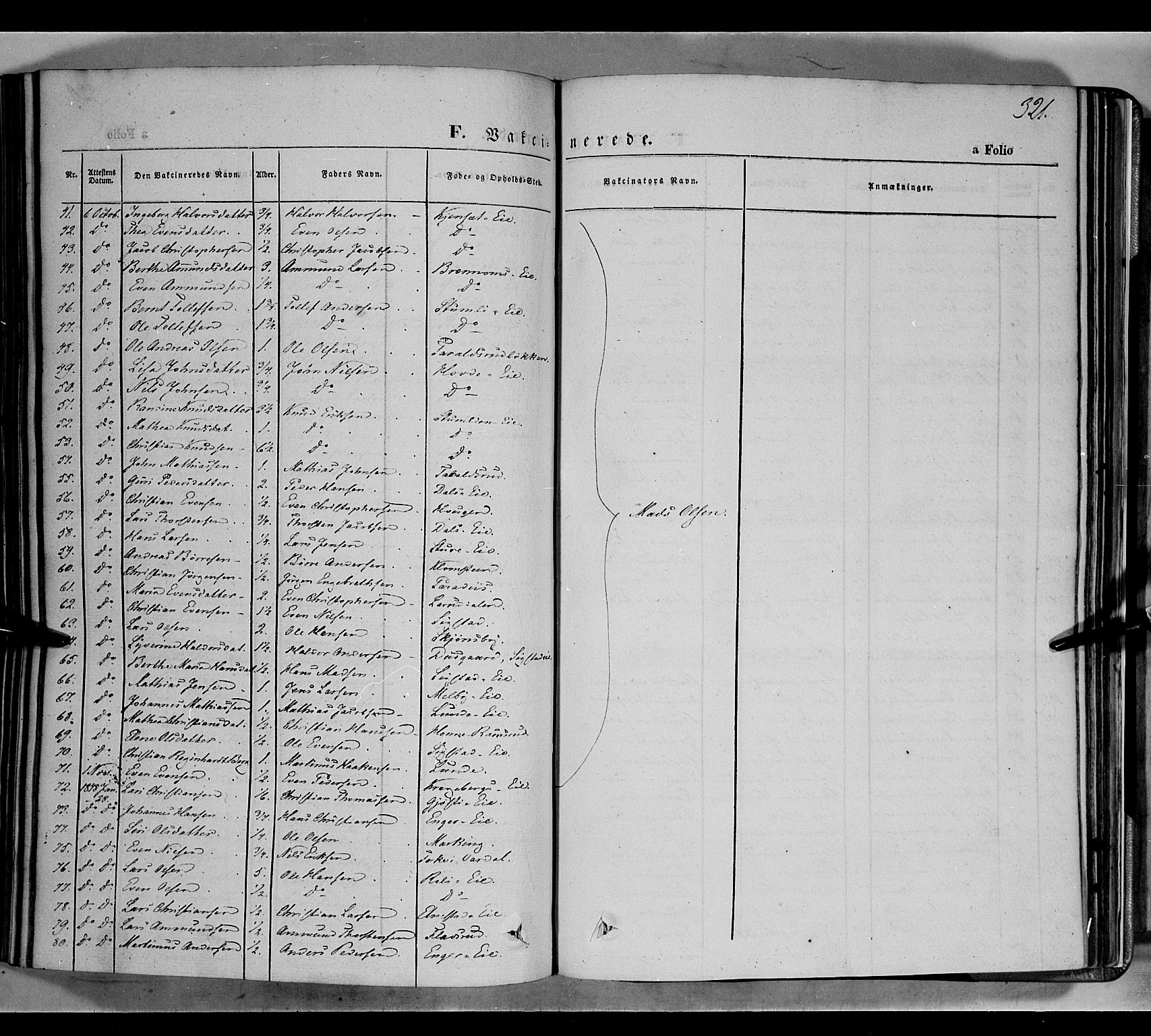 Biri prestekontor, SAH/PREST-096/H/Ha/Haa/L0005: Parish register (official) no. 5, 1843-1854, p. 321