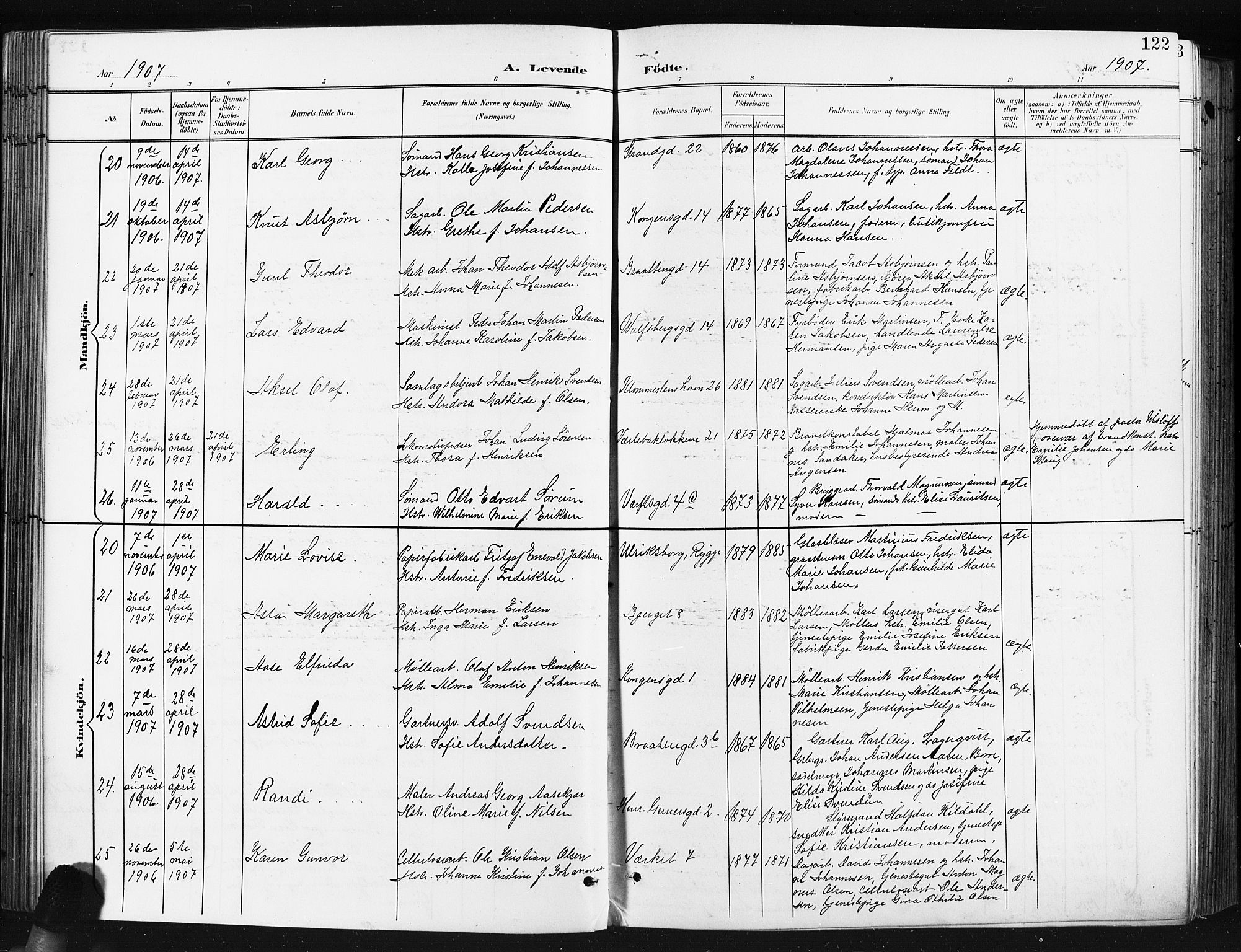 Moss prestekontor Kirkebøker, SAO/A-2003/G/Ga/L0007: Parish register (copy) no. I 7, 1901-1912, p. 122