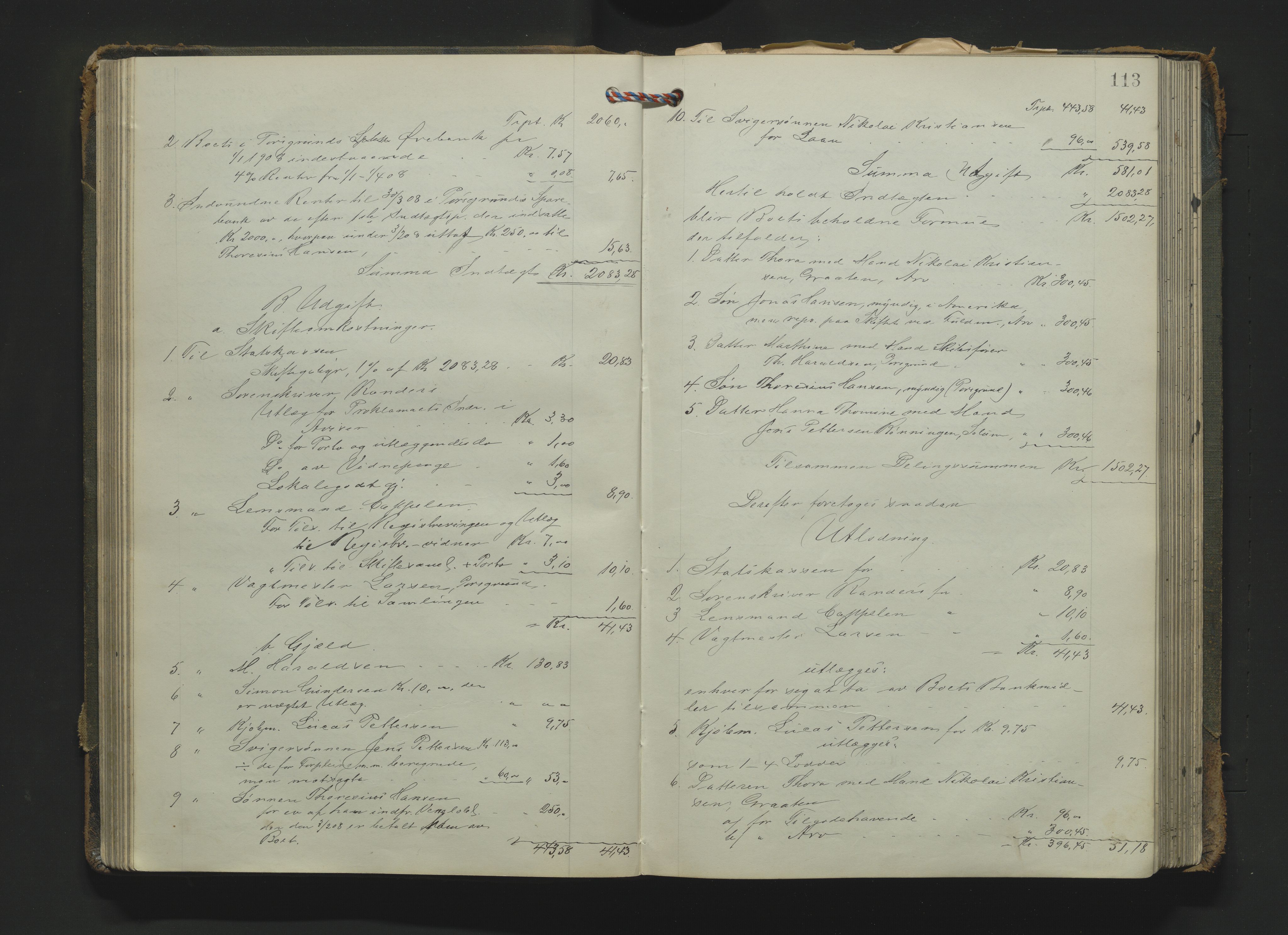Gjerpen sorenskriveri, SAKO/A-216/H/Hb/Hbc/Hbca/L0004: Skifteutlodningsprotokoll, Sorenskriveriet, 1904-1916, p. 112b-113a