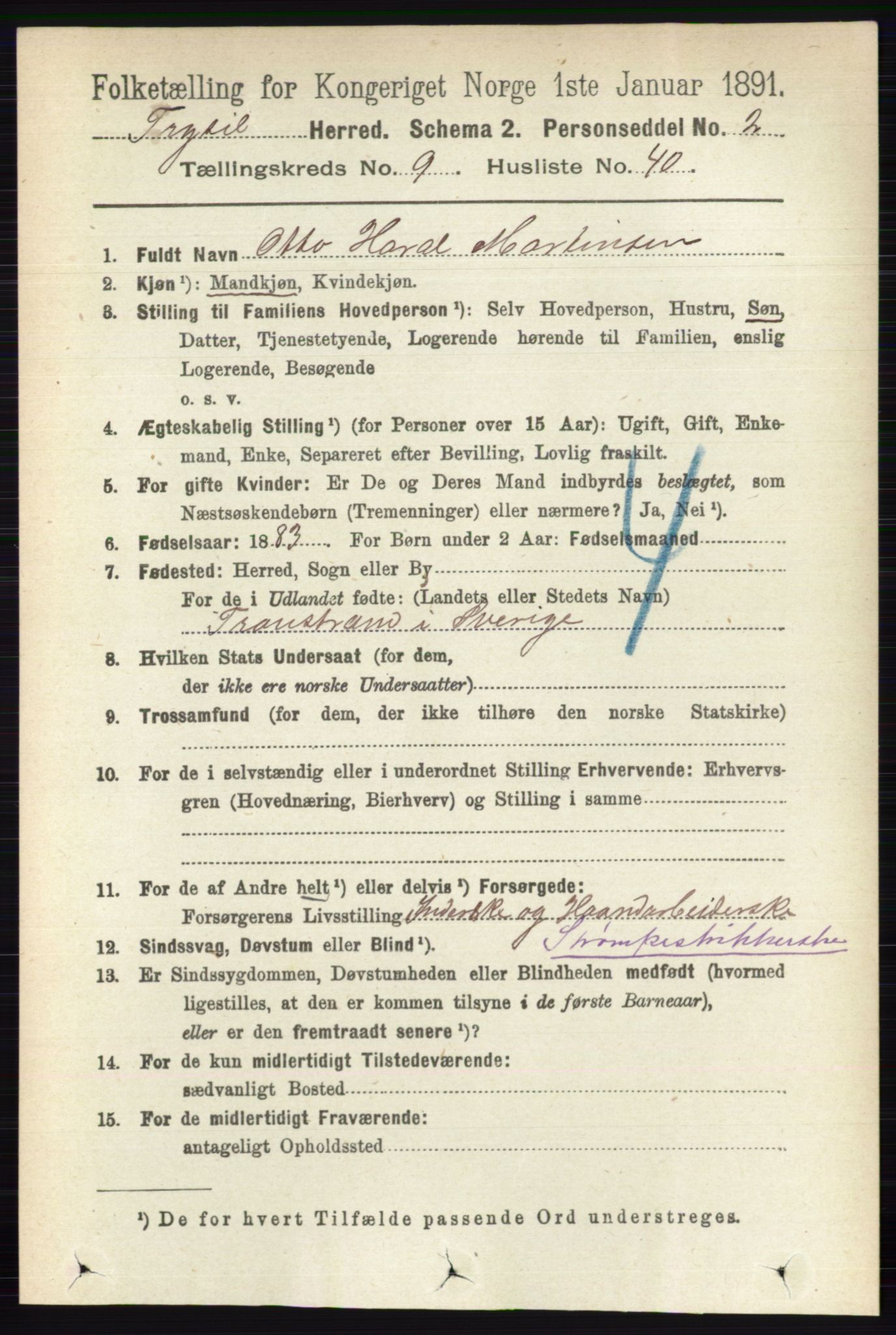 RA, 1891 census for 0428 Trysil, 1891, p. 4451