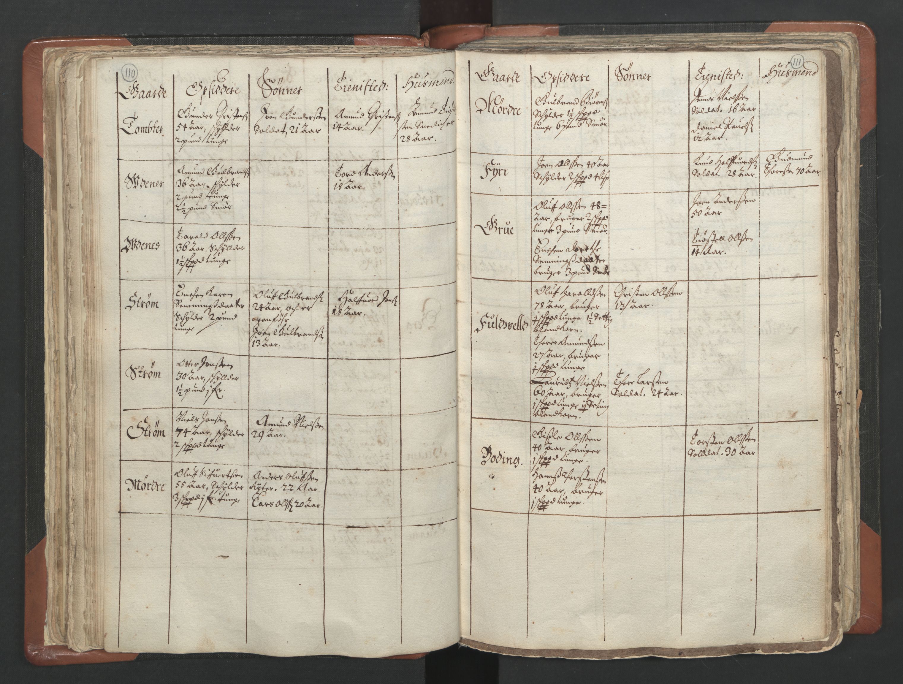 RA, Vicar's Census 1664-1666, no. 4: Øvre Romerike deanery, 1664-1666, p. 110-111