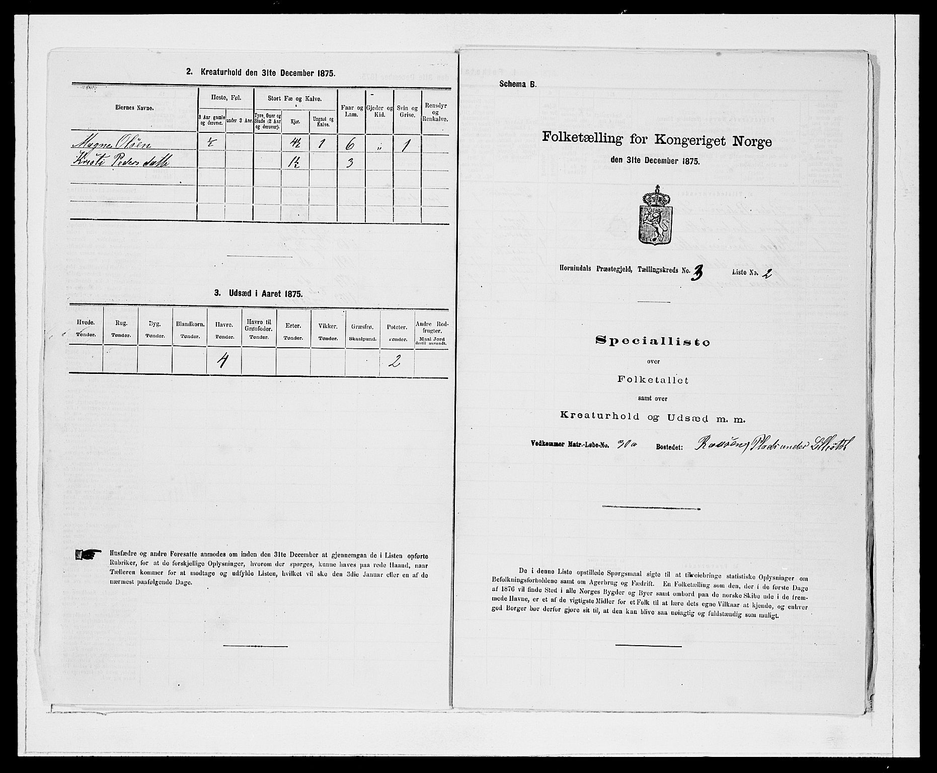 SAB, 1875 Census for 1444P Hornindal, 1875, p. 281