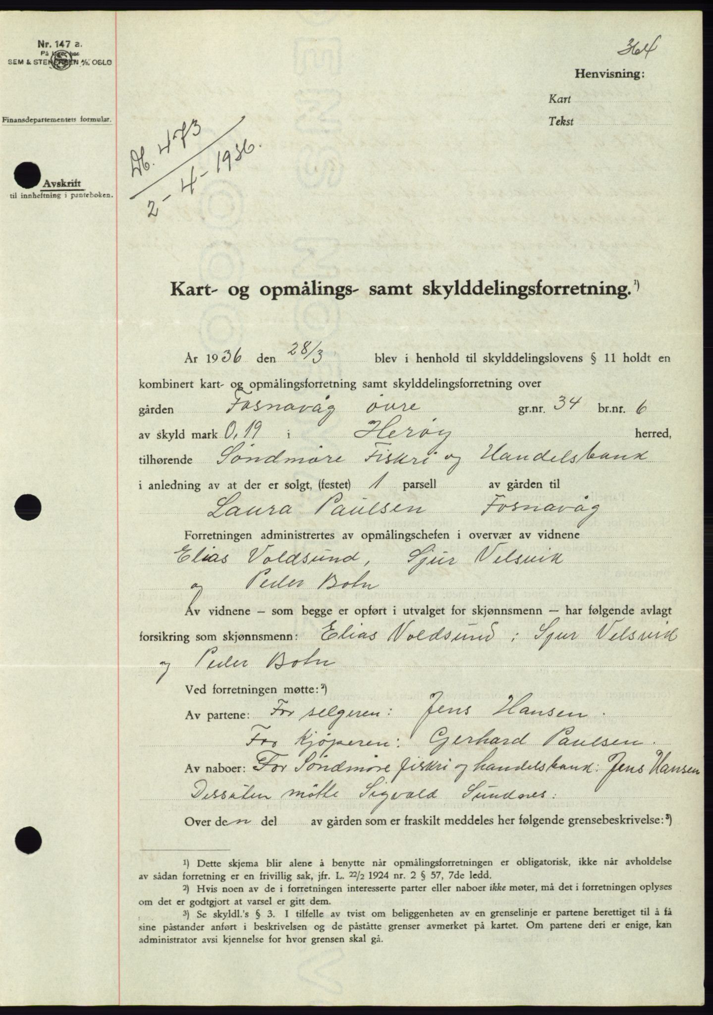 Søre Sunnmøre sorenskriveri, AV/SAT-A-4122/1/2/2C/L0060: Mortgage book no. 54, 1935-1936, Deed date: 02.04.1936