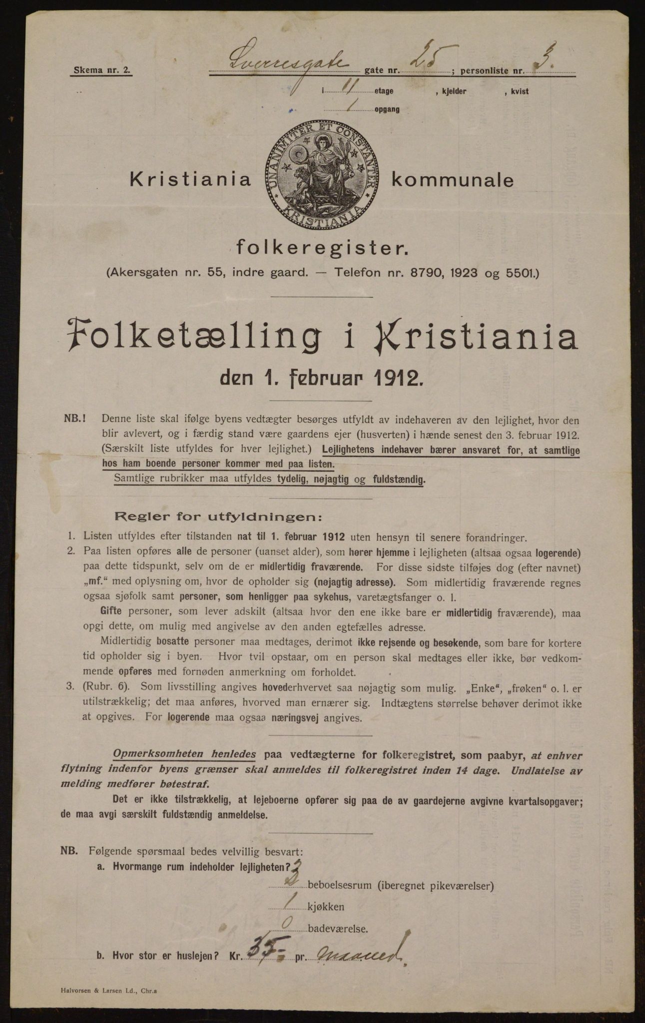 OBA, Municipal Census 1912 for Kristiania, 1912, p. 106125
