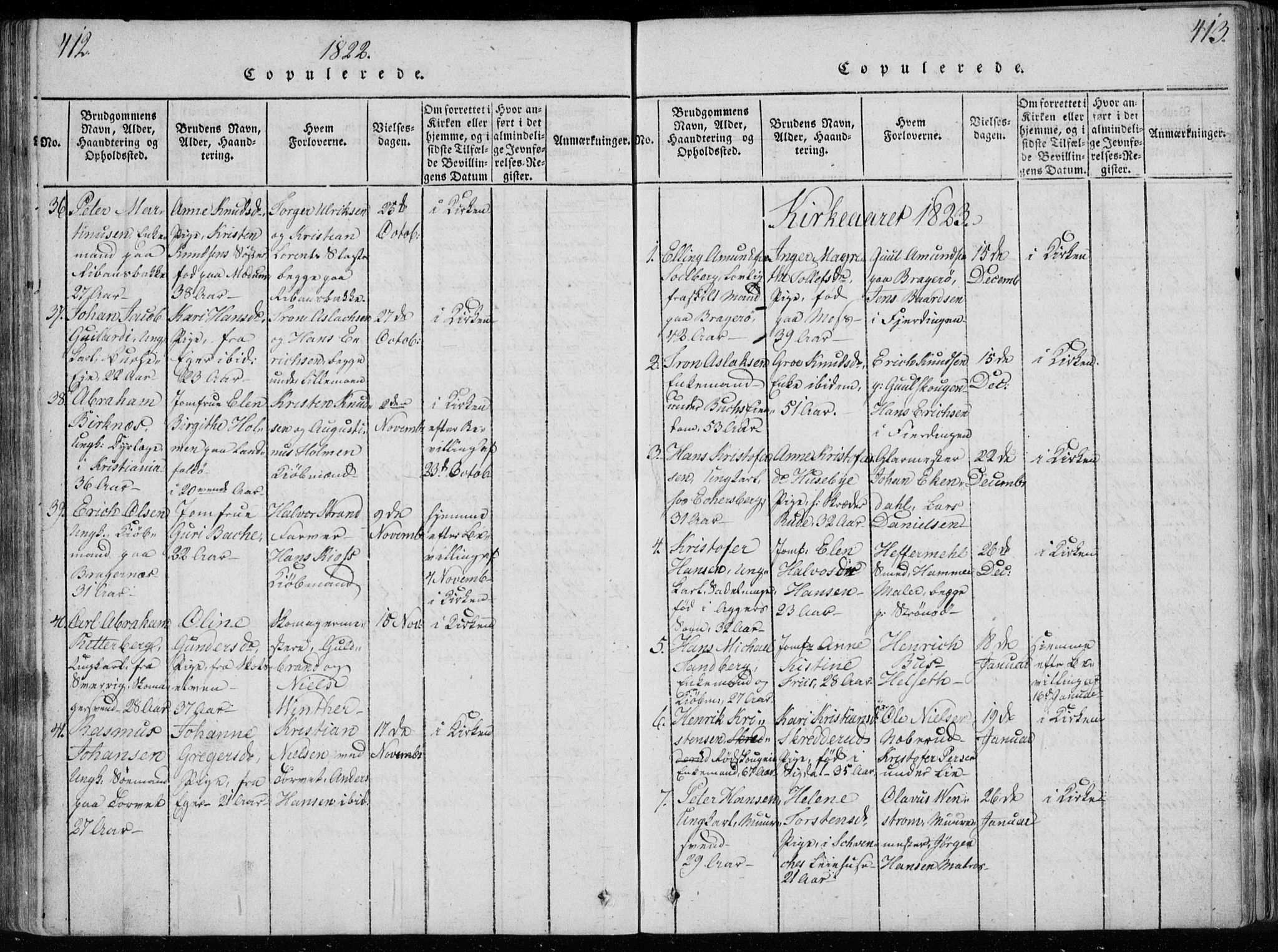 Bragernes kirkebøker, SAKO/A-6/F/Fa/L0007: Parish register (official) no. I 7, 1815-1829, p. 412-413