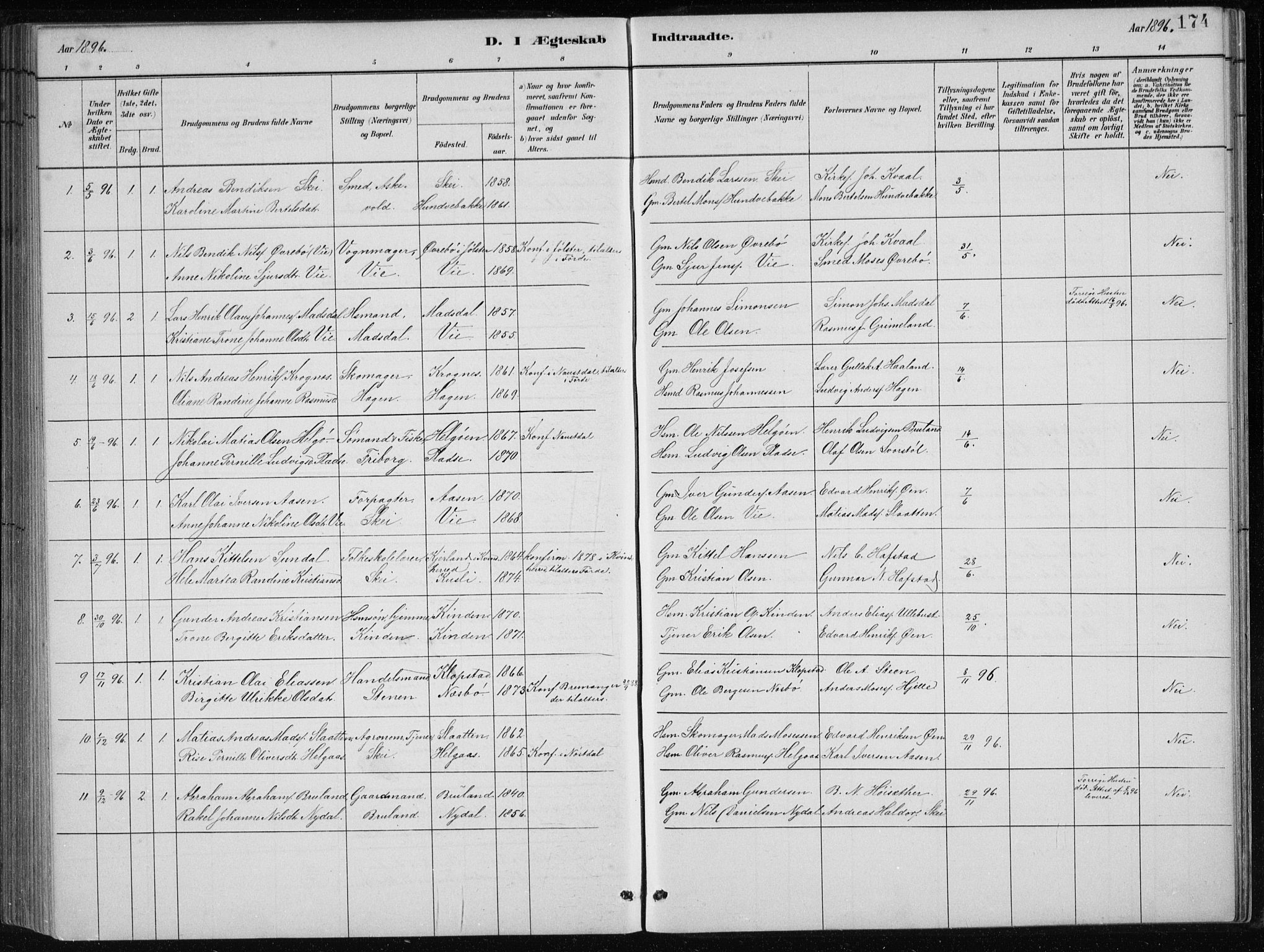 Førde sokneprestembete, AV/SAB-A-79901/H/Hab/Haba/L0002: Parish register (copy) no. A 2, 1881-1898, p. 174