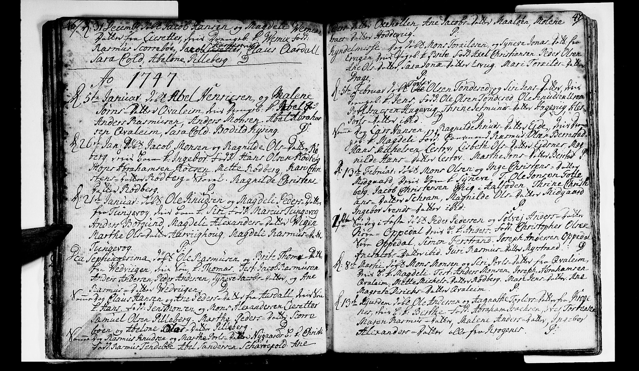 Selje sokneprestembete, SAB/A-99938/H/Ha/Haa/Haaa: Parish register (official) no. A 4, 1743-1759, p. 46-47