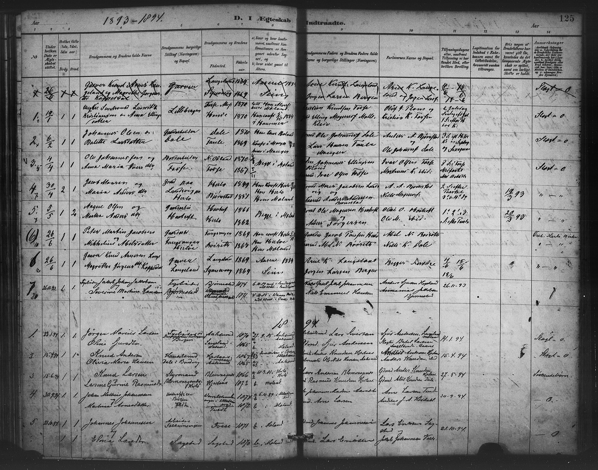 Alversund Sokneprestembete, SAB/A-73901/H/Ha/Haa/Haac/L0001: Parish register (official) no. C 1, 1882-1900, p. 125