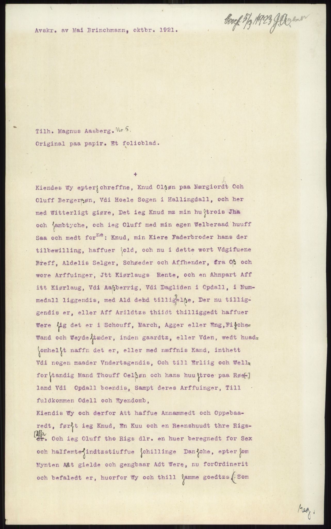 Samlinger til kildeutgivelse, Diplomavskriftsamlingen, AV/RA-EA-4053/H/Ha, p. 1287