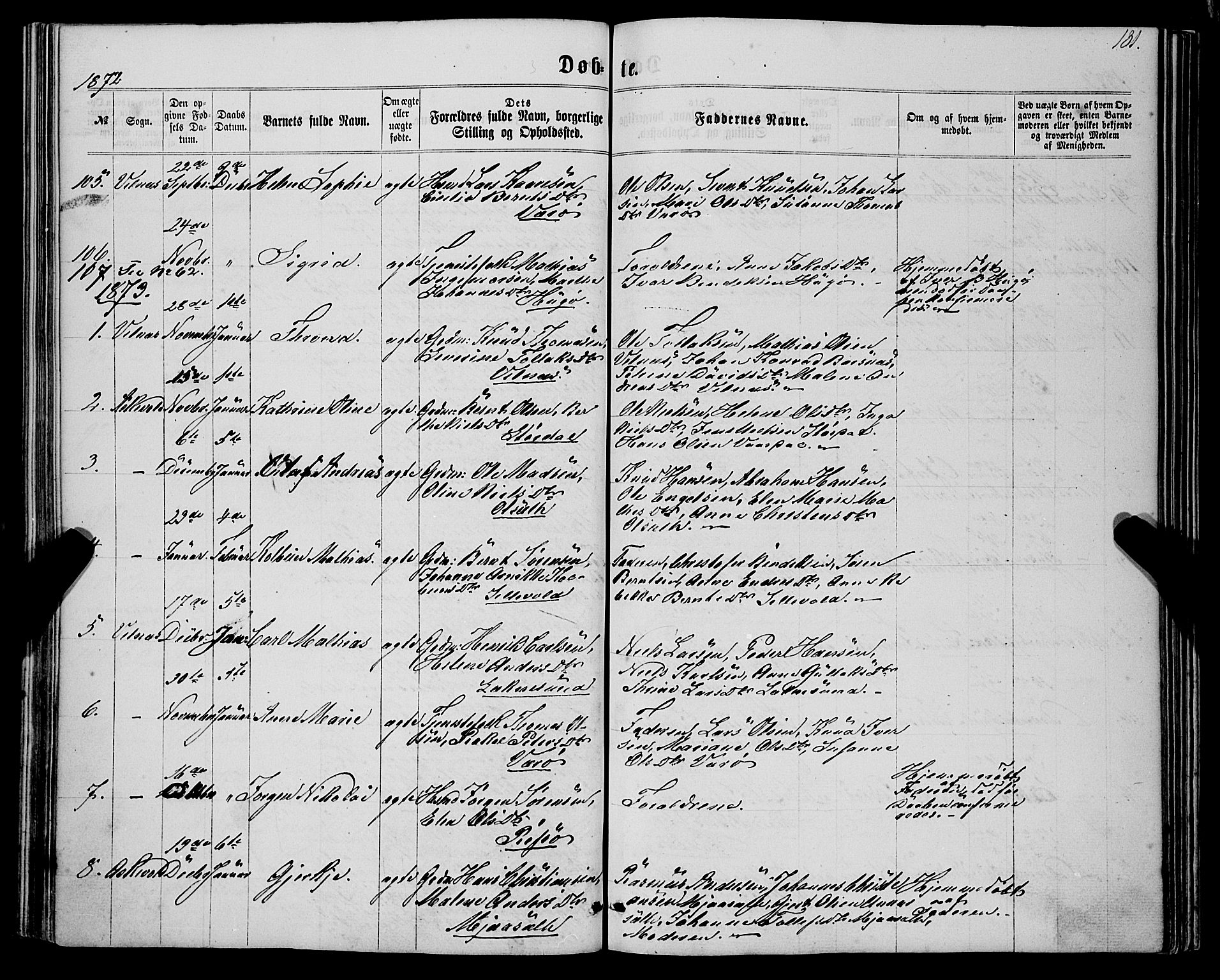 Askvoll sokneprestembete, SAB/A-79501/H/Haa/Haaa/L0012: Parish register (official) no. A 12, 1859-1878, p. 131