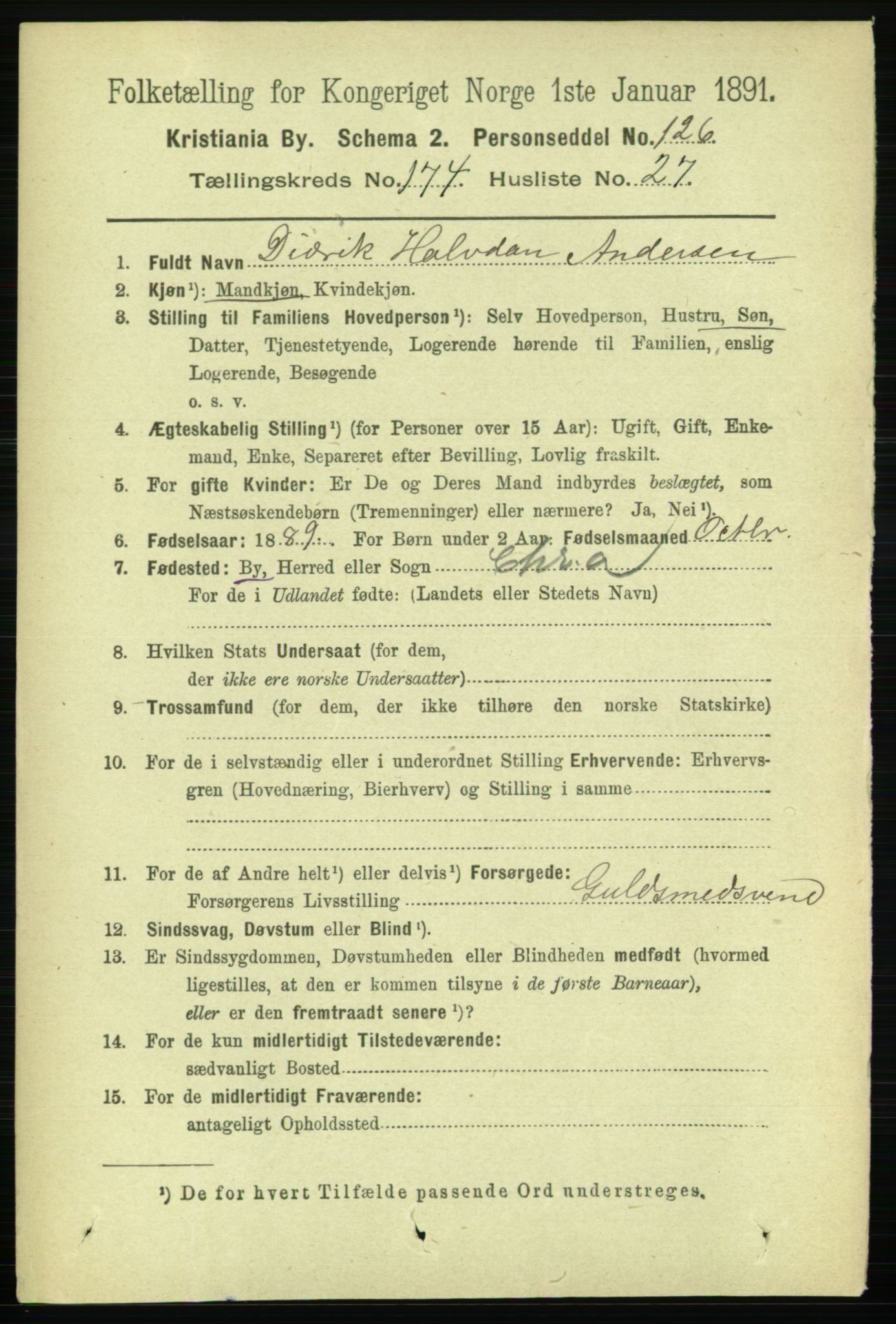 RA, 1891 census for 0301 Kristiania, 1891, p. 104698