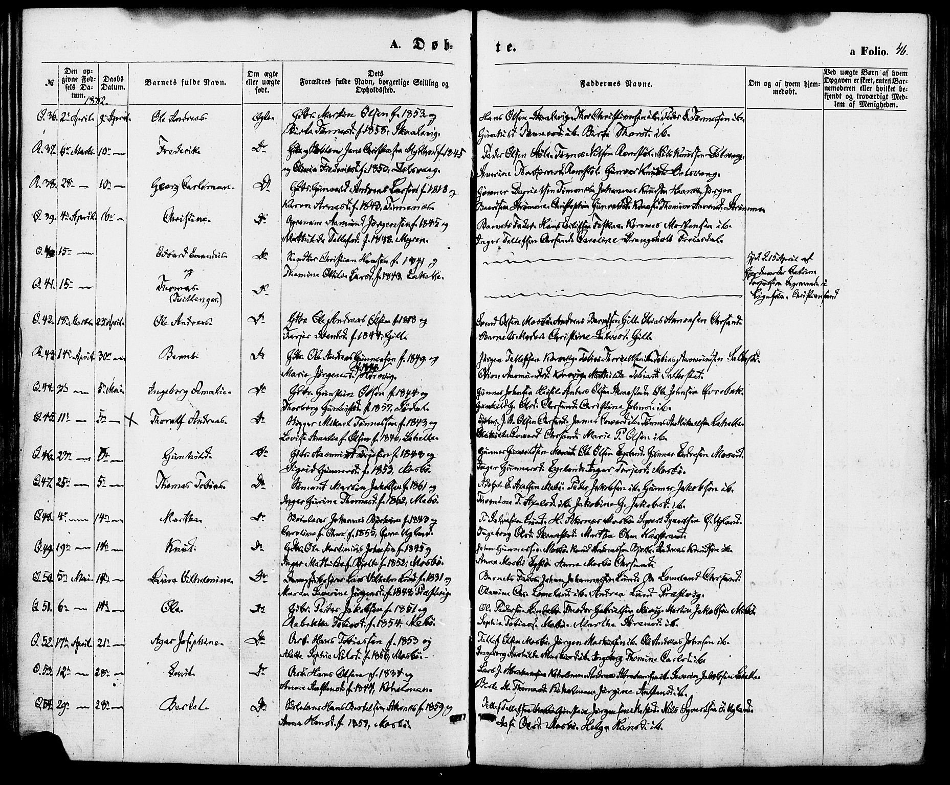 Oddernes sokneprestkontor, SAK/1111-0033/F/Fa/Fab/L0001: Parish register (official) no. A 1, 1865-1884, p. 46