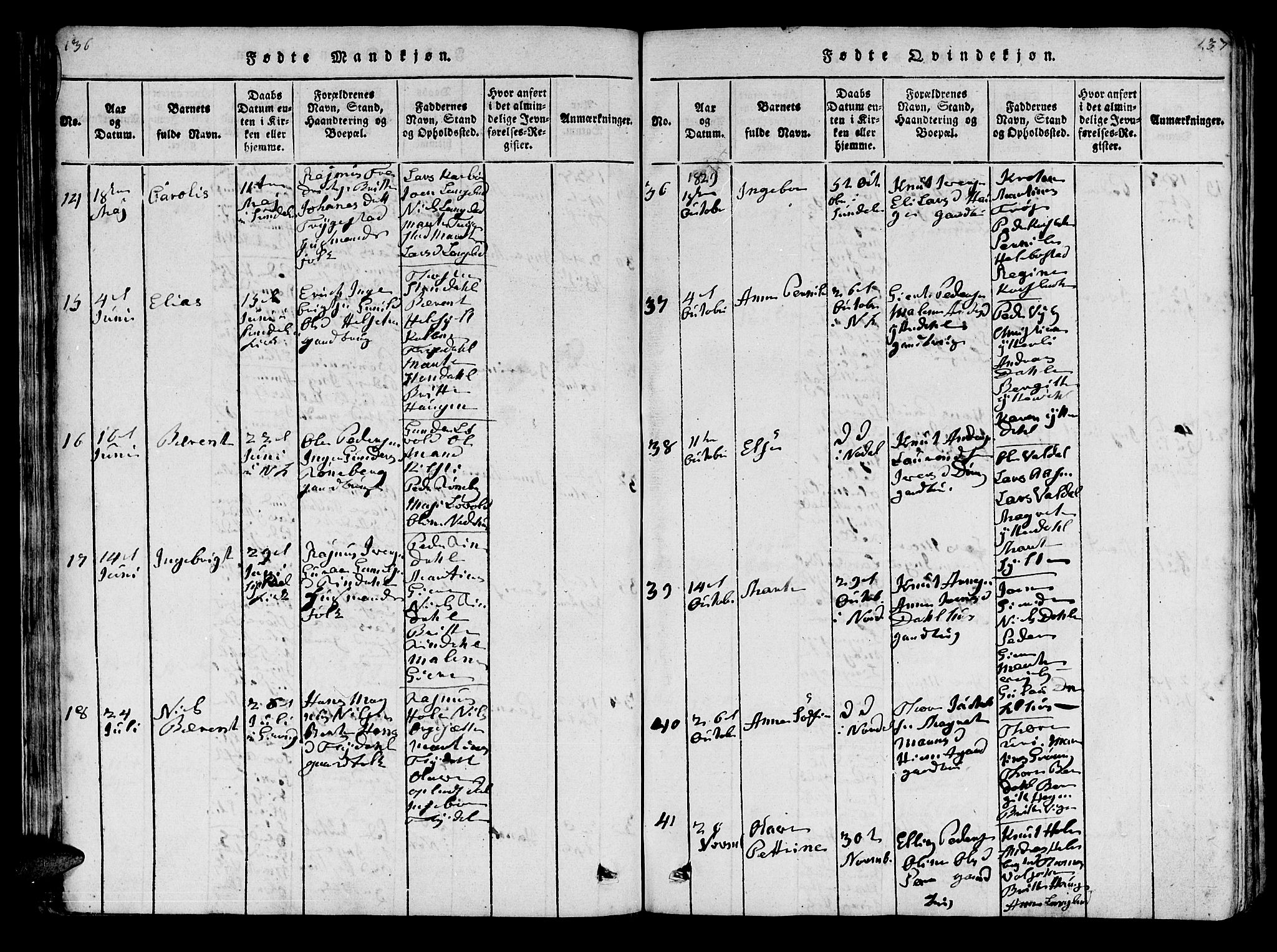 Ministerialprotokoller, klokkerbøker og fødselsregistre - Møre og Romsdal, SAT/A-1454/519/L0246: Parish register (official) no. 519A05, 1817-1834, p. 136-137