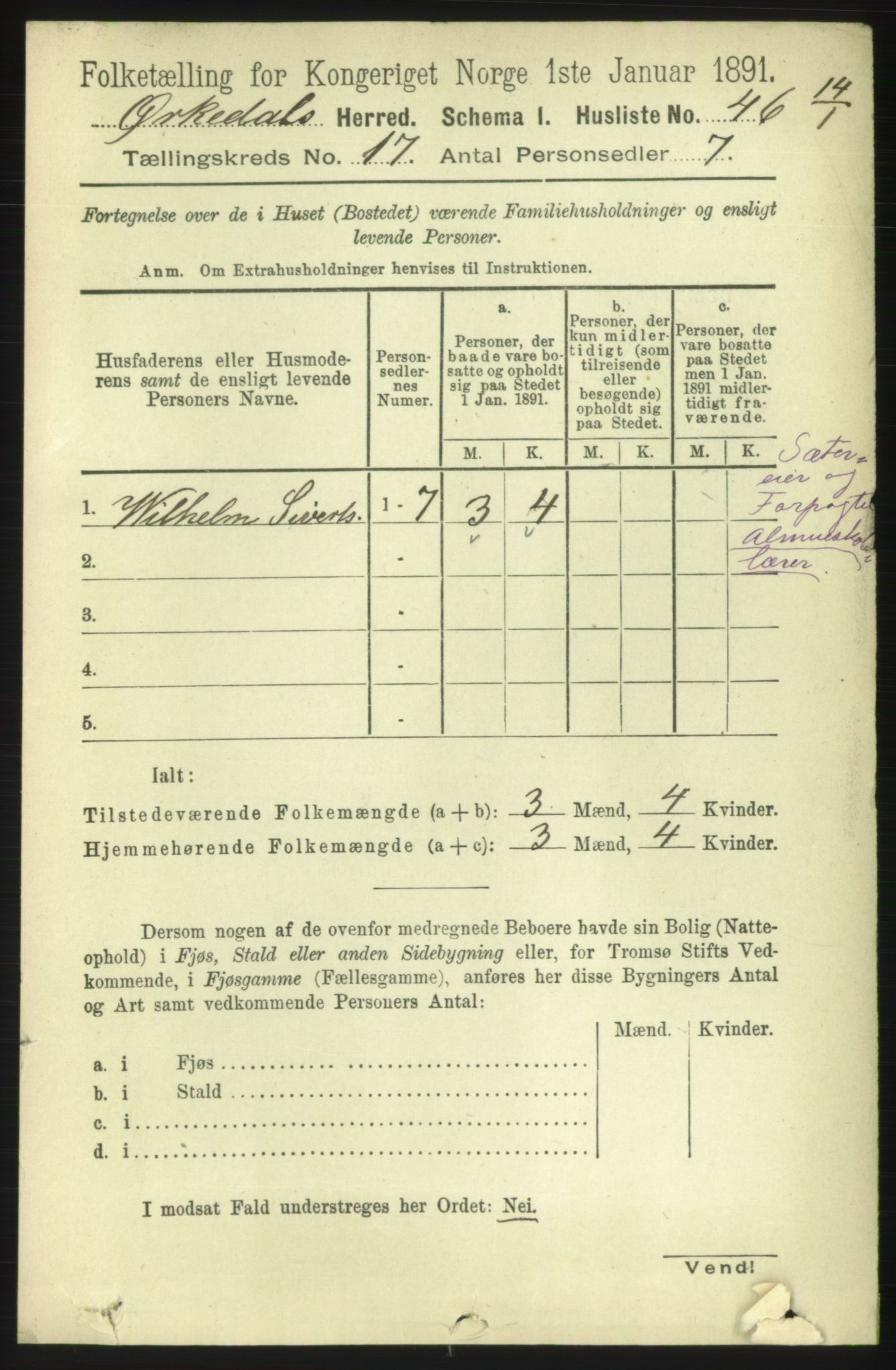 RA, 1891 census for 1638 Orkdal, 1891, p. 7383